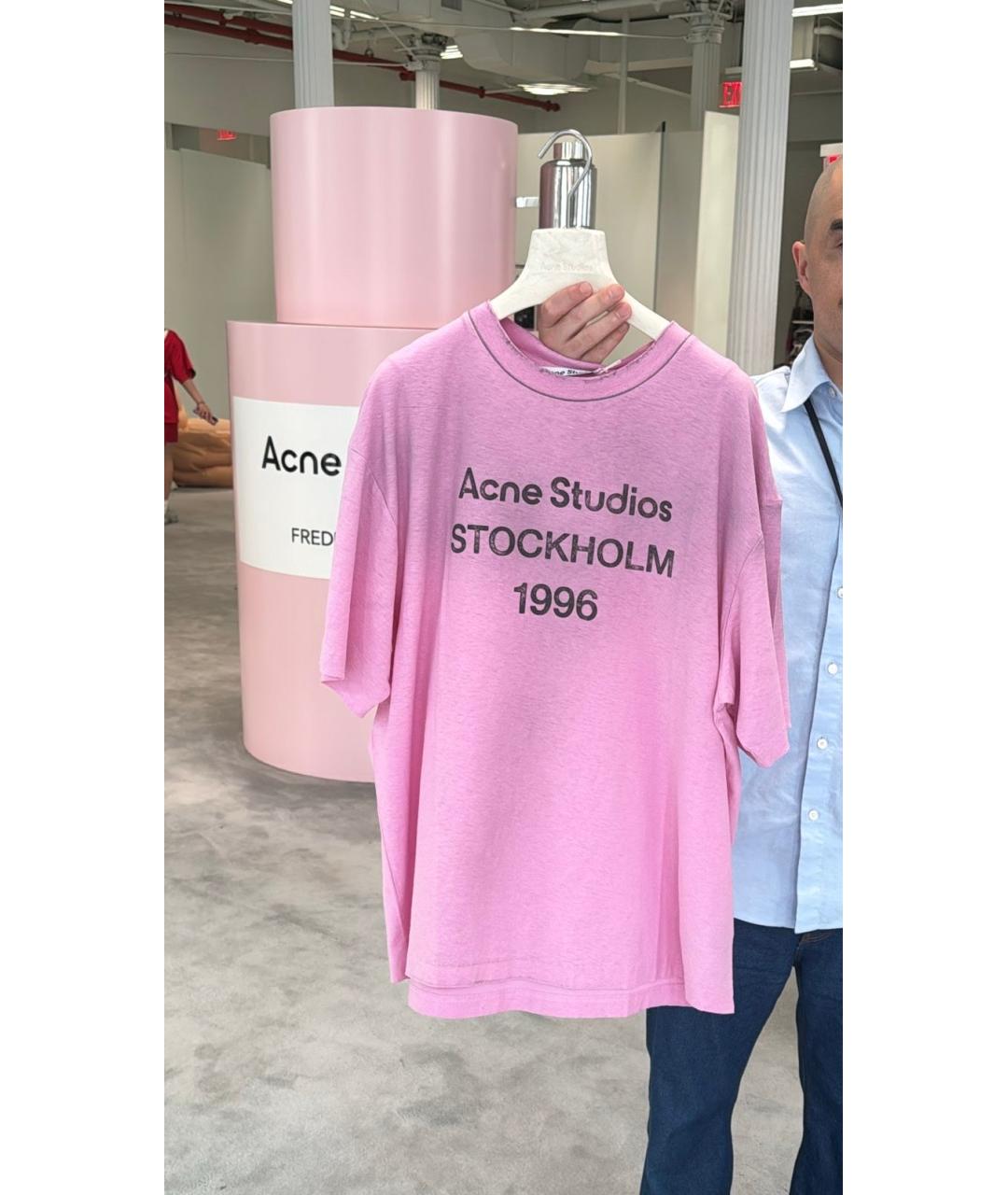 ACNE STUDIOS Розовая хлопковая футболка, фото 5