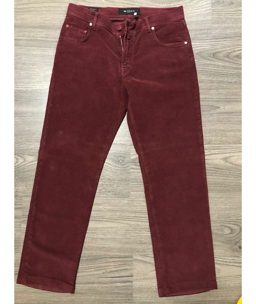 KITON Бордовые хлопко-эластановые прямые джинсы, фото 7