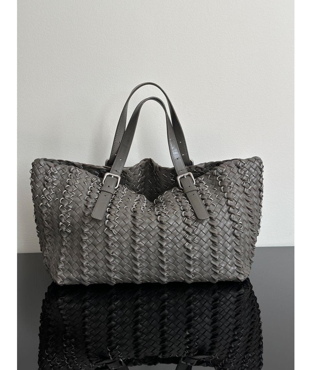 BOTTEGA VENETA Хаки кожаная сумка тоут, фото 3