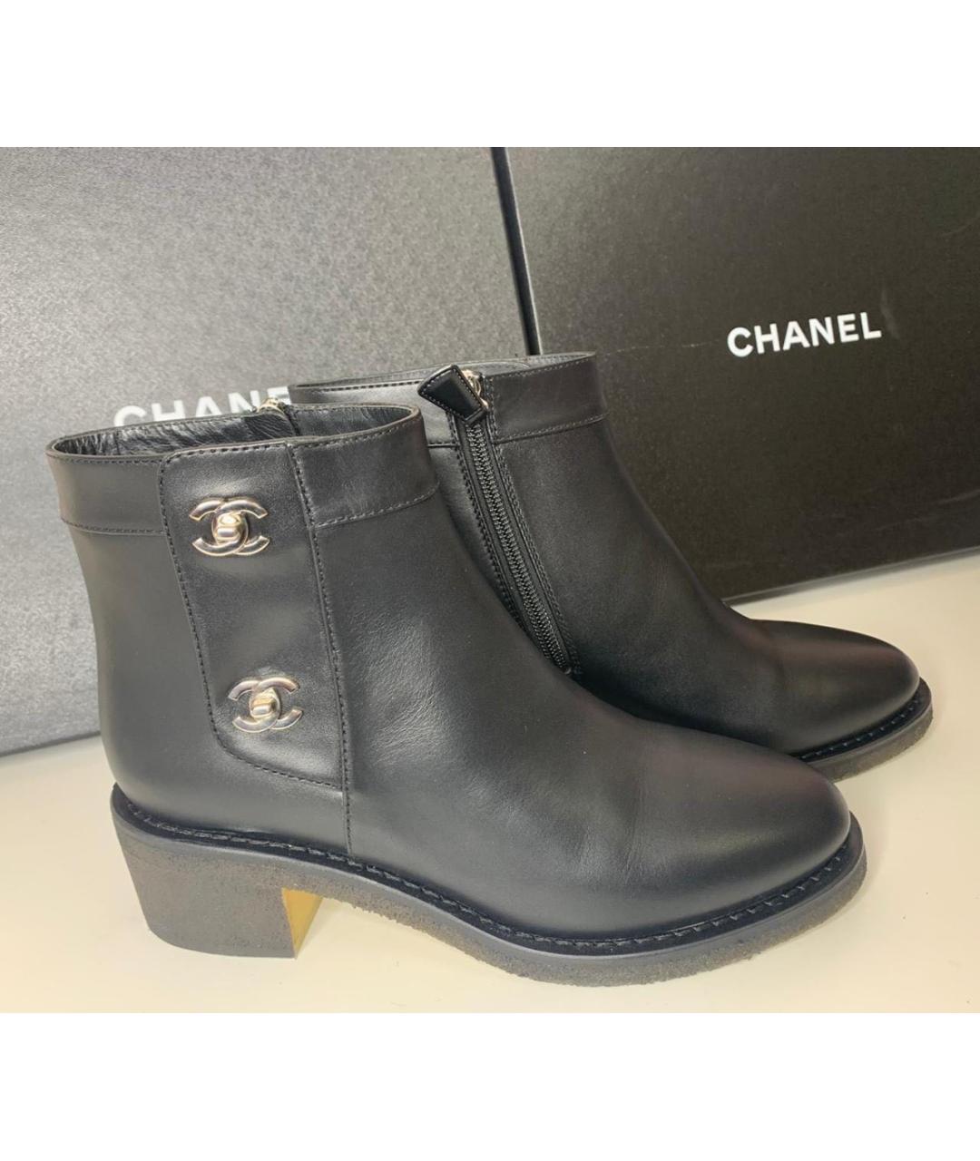 CHANEL Черные кожаные полусапоги, фото 2