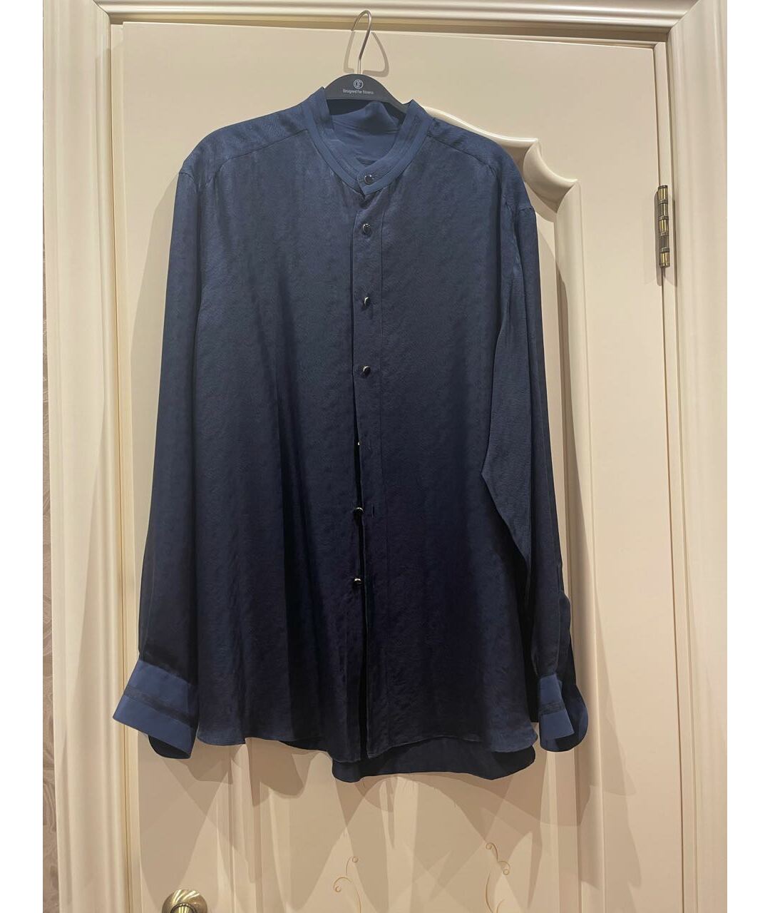 BRIONI Темно-синяя шелковая классическая рубашка, фото 7