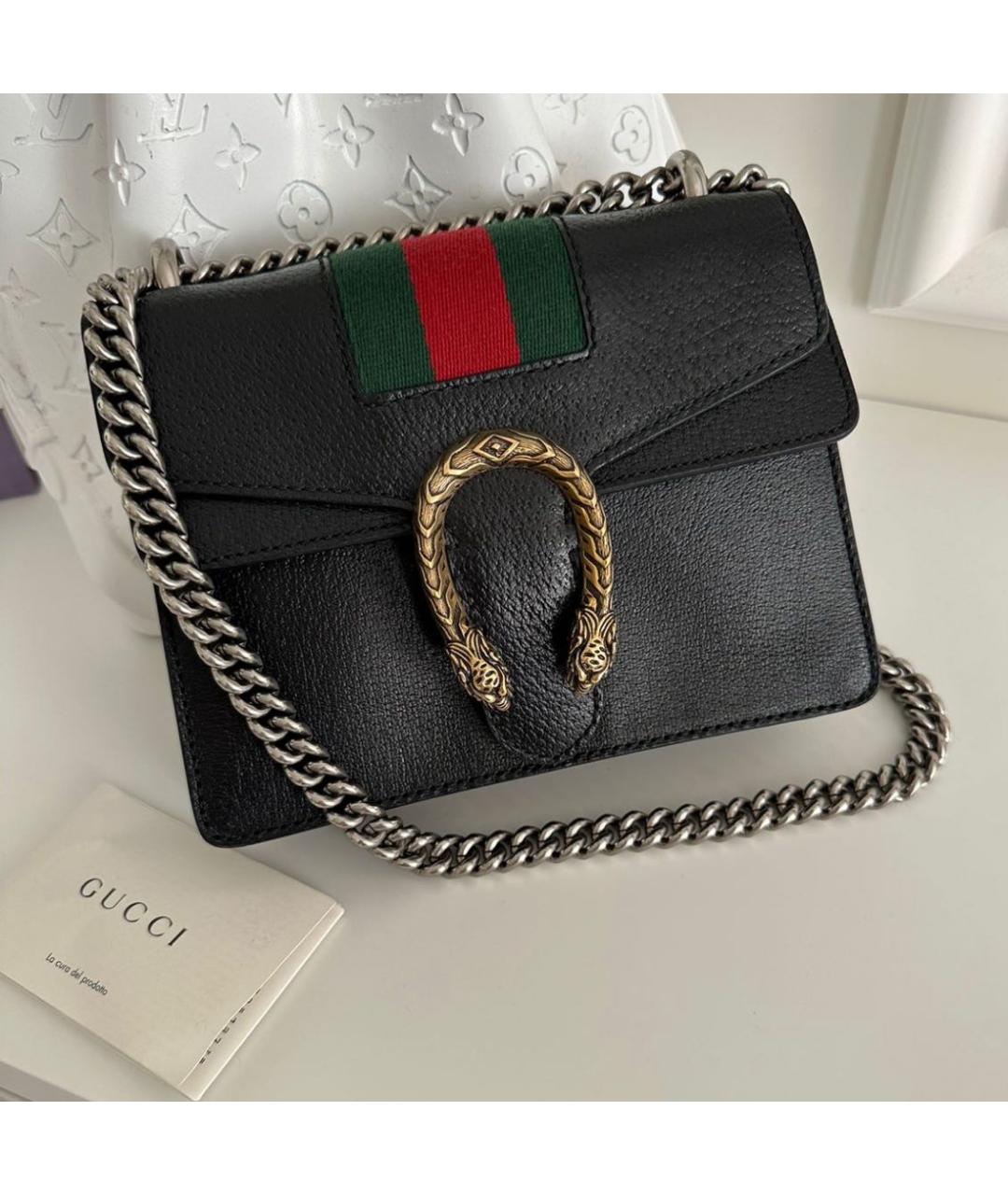 GUCCI Черная кожаная сумка через плечо, фото 3