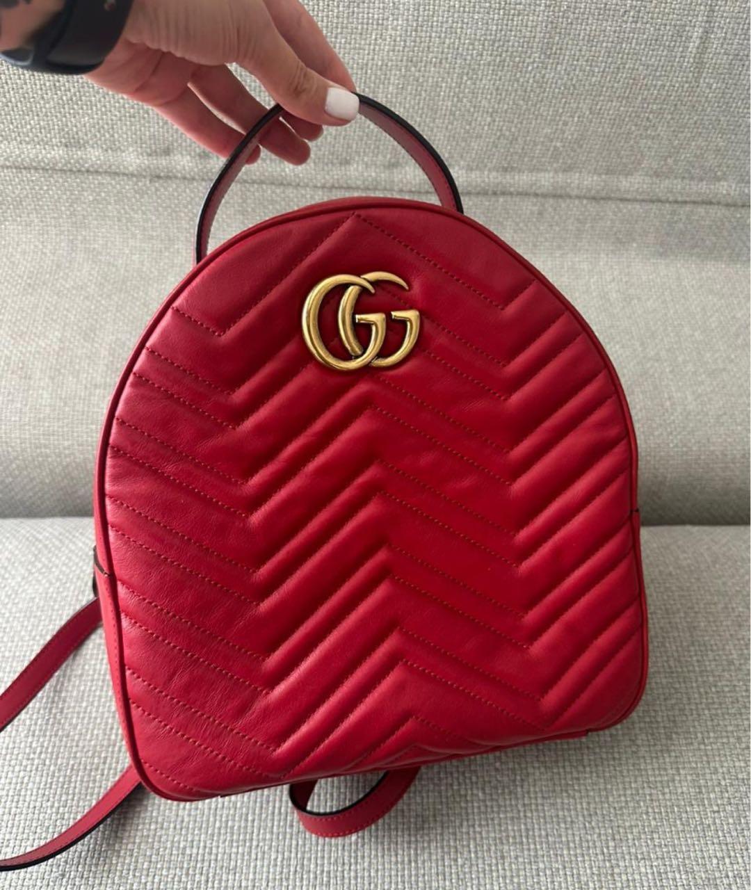 GUCCI Красный кожаный рюкзак, фото 2