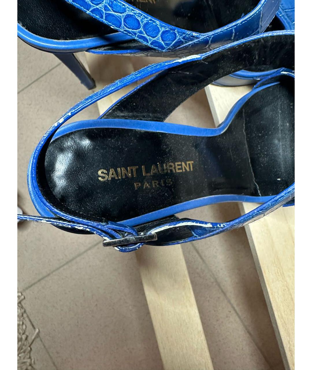 SAINT LAURENT Синие туфли из экзотической кожи, фото 7