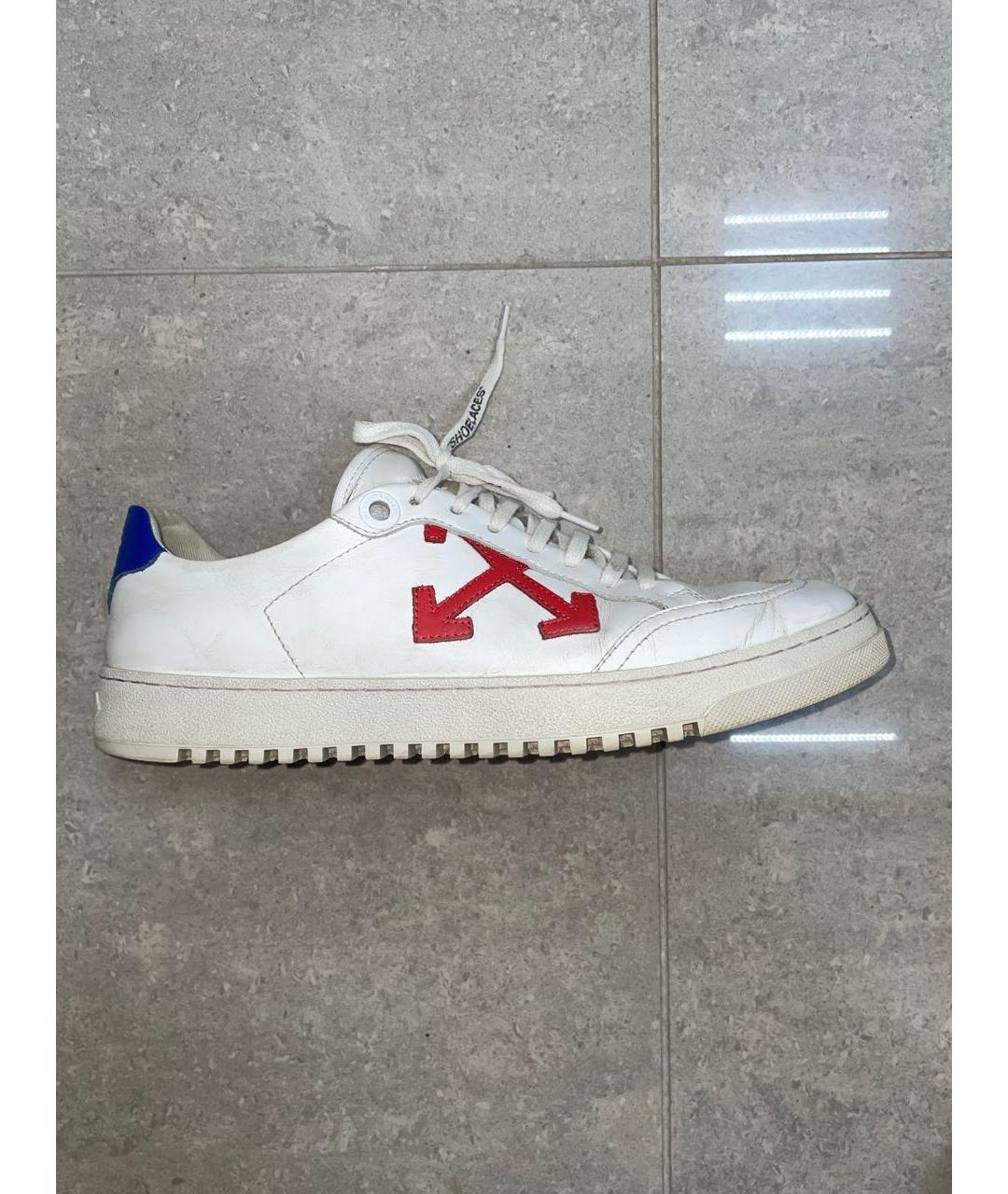 OFF-WHITE Белые кожаные низкие кроссовки / кеды, фото 7