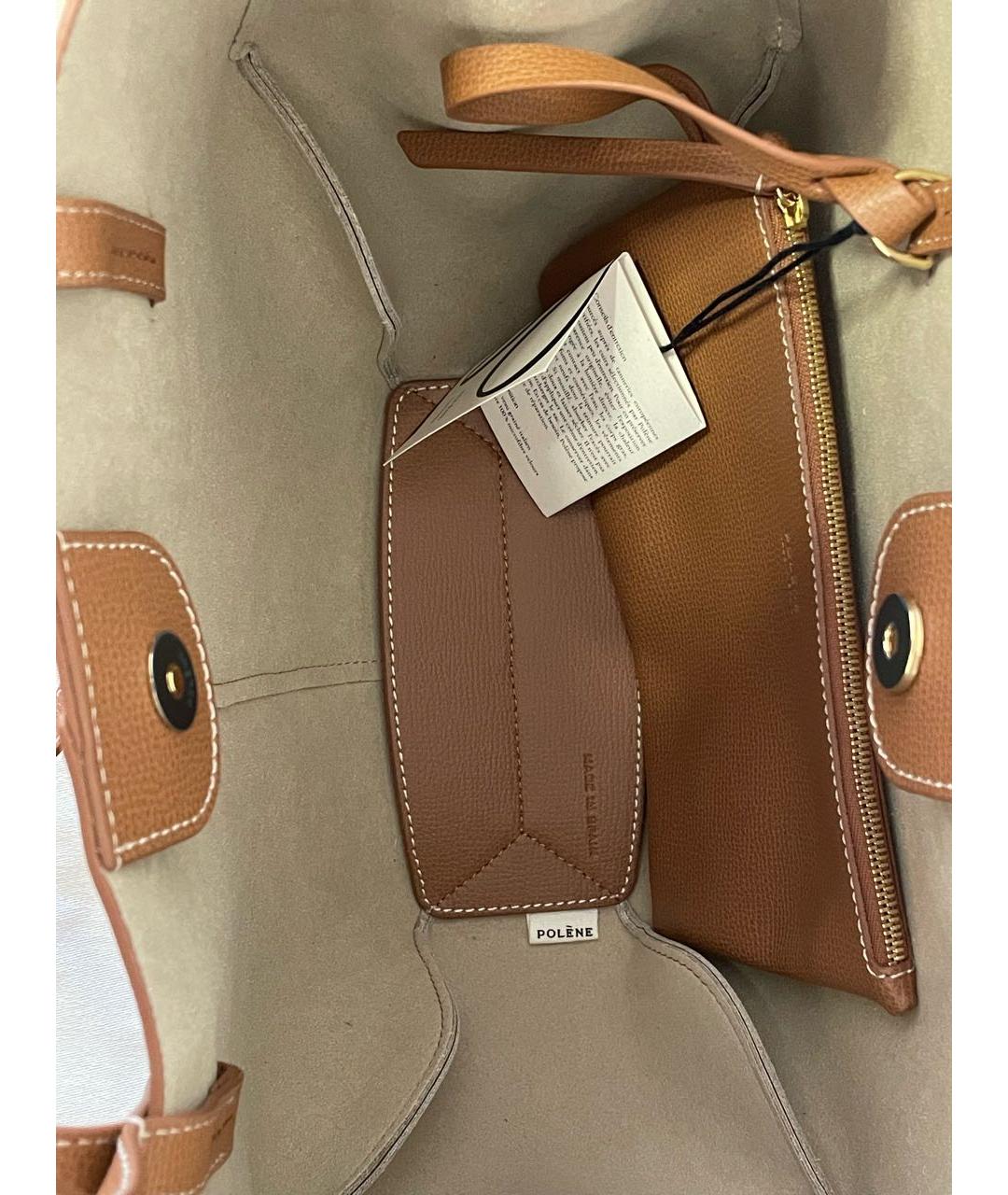 POLENE Коричневая кожаная сумка тоут, фото 4