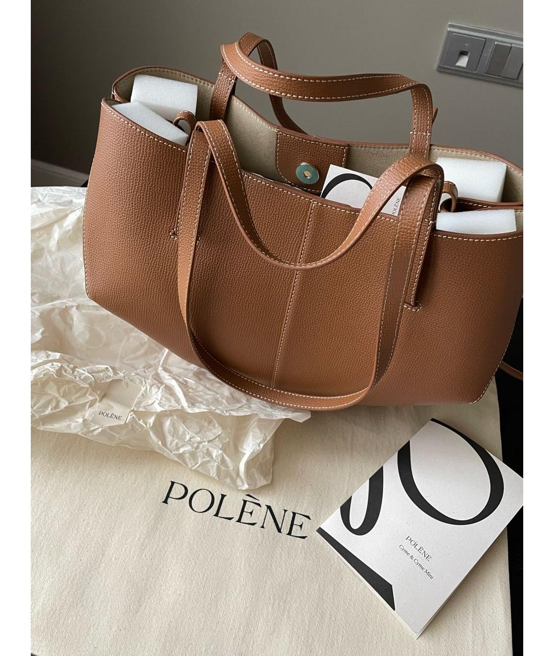 POLENE Коричневая кожаная сумка тоут, фото 5