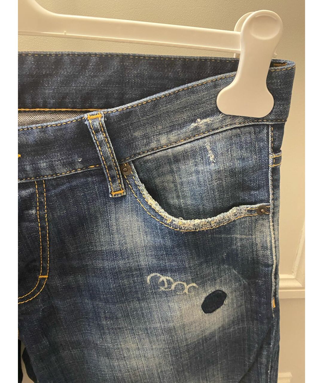 DSQUARED2 Темно-синие хлопко-эластановые джинсы скинни, фото 5