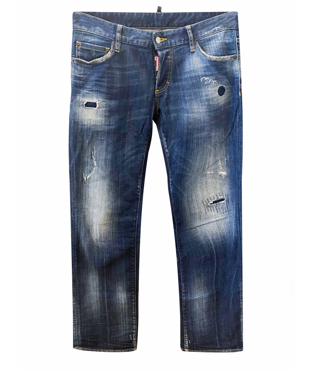 DSQUARED2 Темно-синие хлопко-эластановые джинсы скинни, фото 1