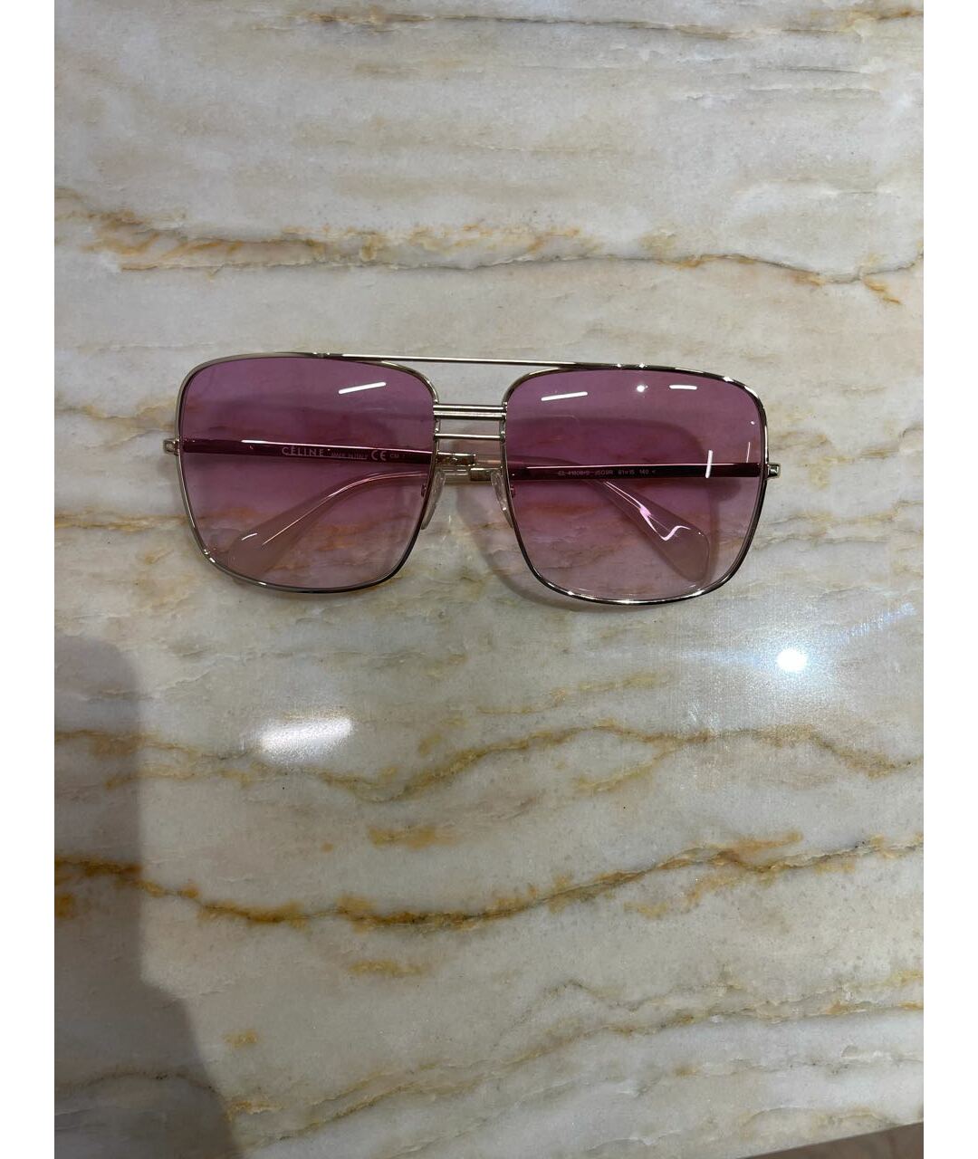 CELINE PRE-OWNED Розовые металлические солнцезащитные очки, фото 4
