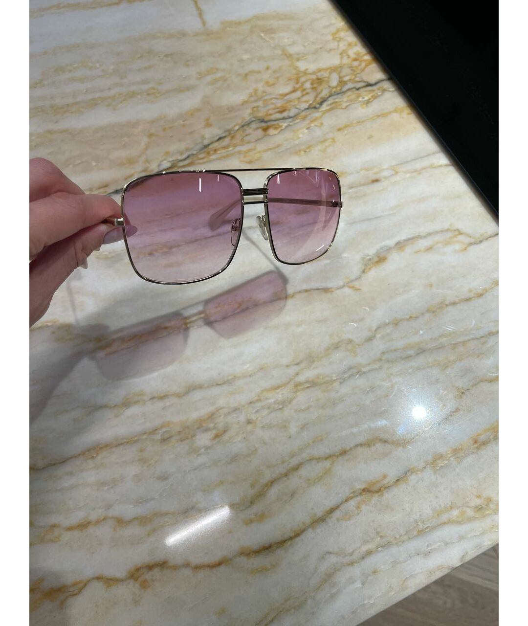 CELINE PRE-OWNED Розовые металлические солнцезащитные очки, фото 3