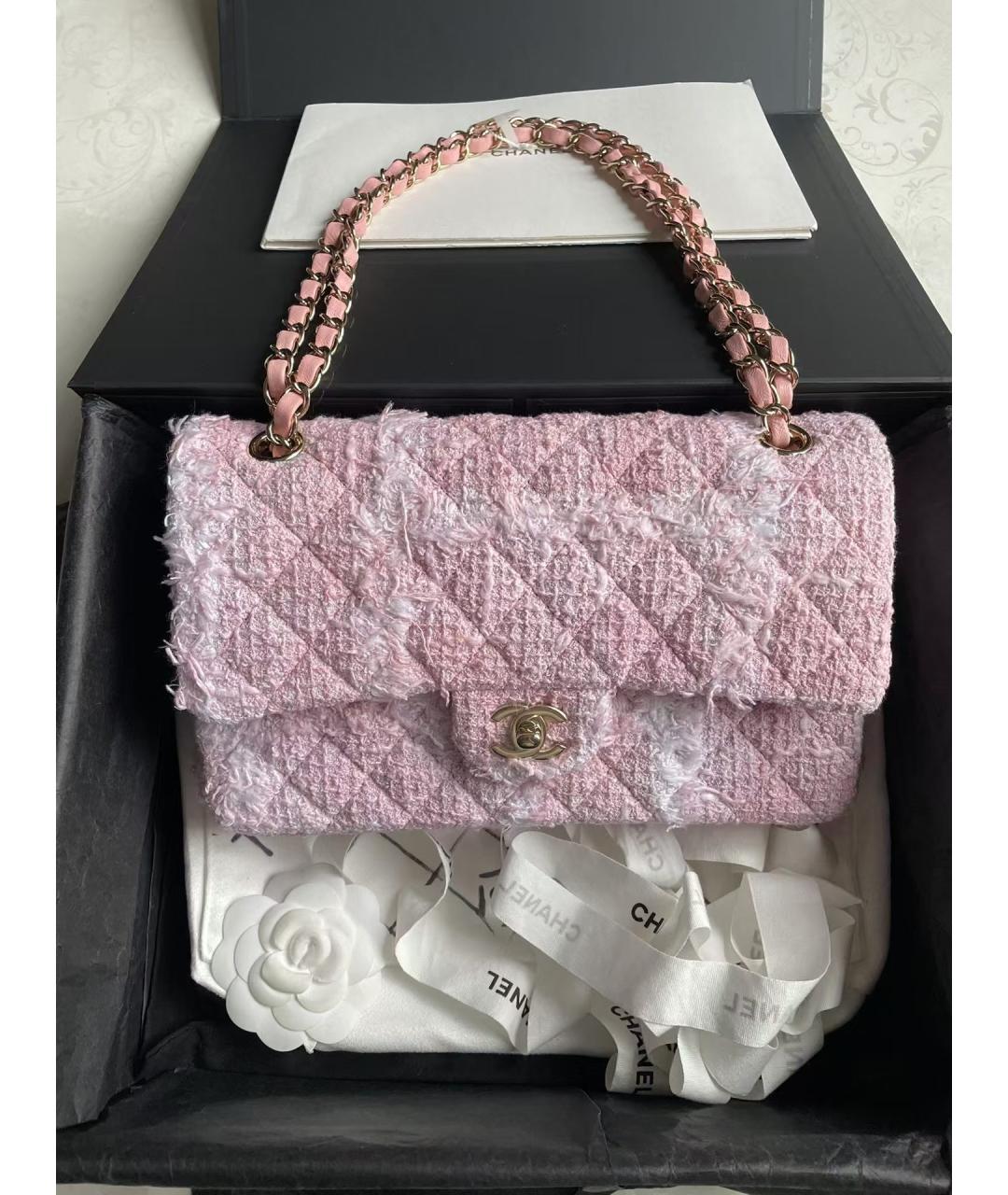 CHANEL Розовая твидовая сумка через плечо, фото 8