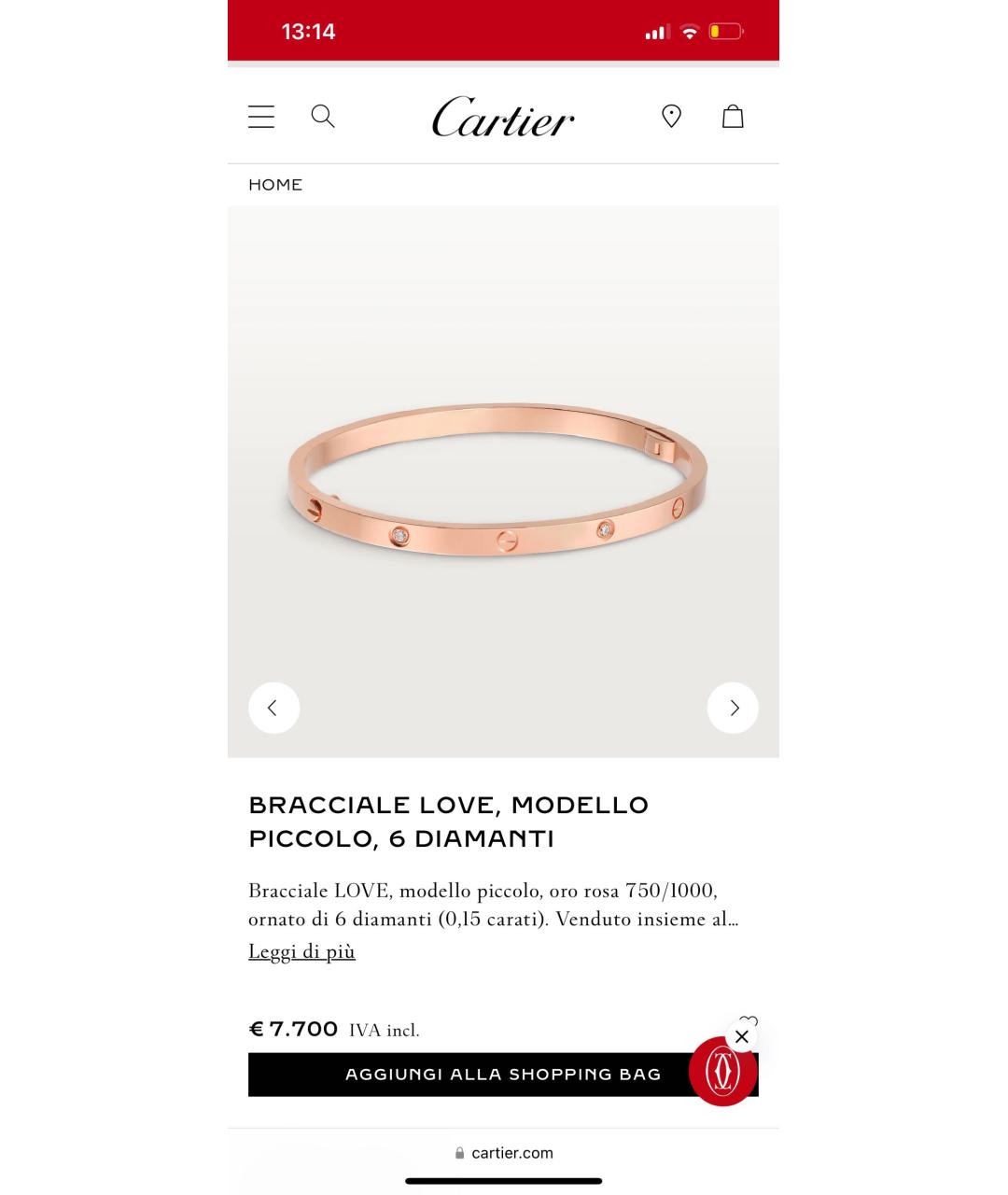 CARTIER Розовый браслет из розового золота, фото 5