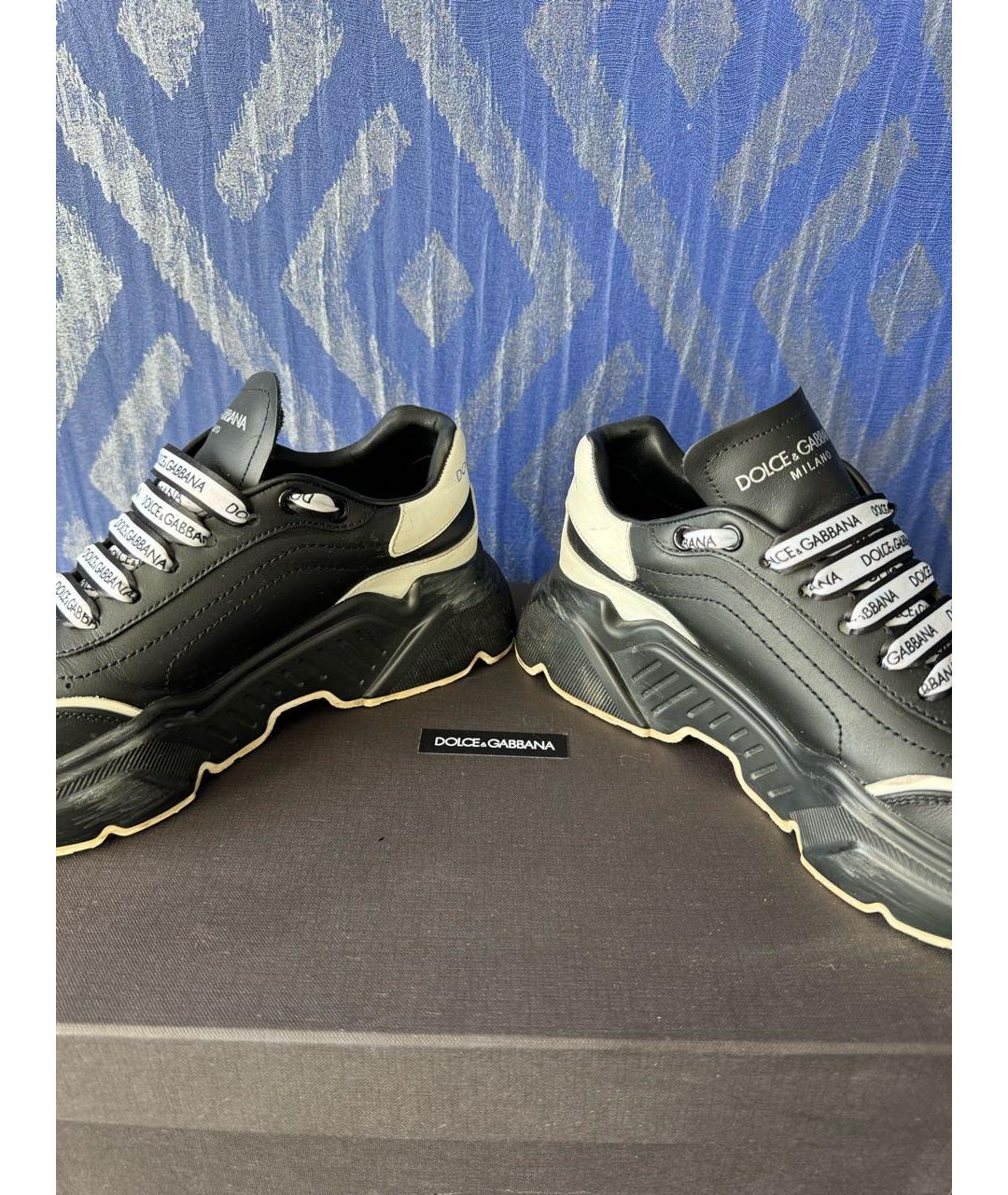 DOLCE&GABBANA Черные кожаные кроссовки, фото 5
