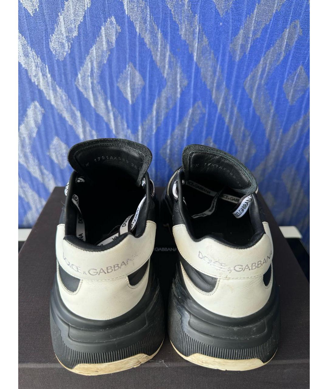 DOLCE&GABBANA Черные кожаные кроссовки, фото 4
