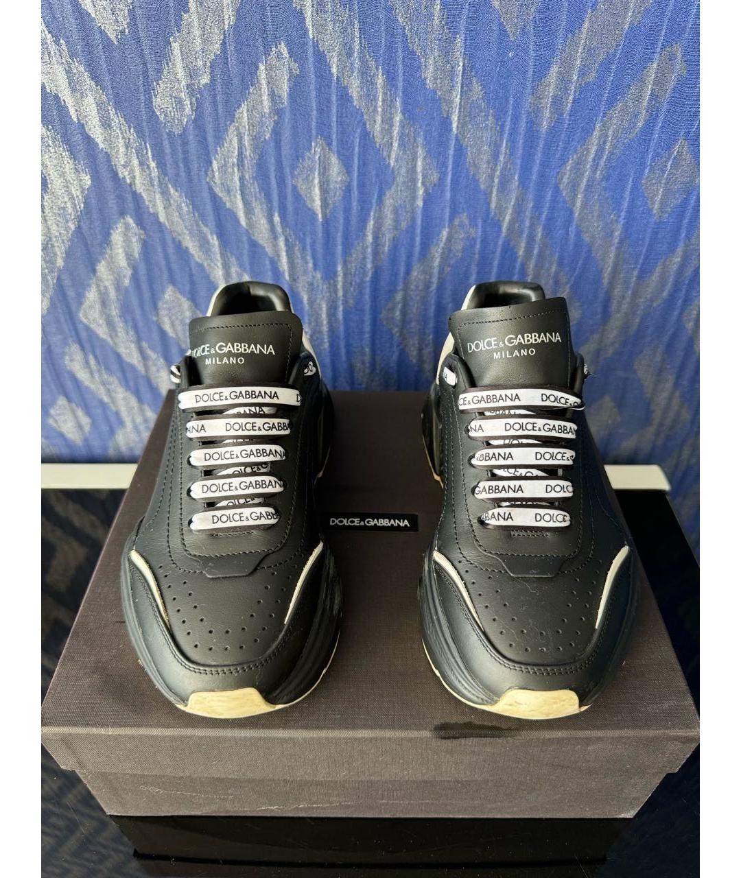 DOLCE&GABBANA Черные кожаные кроссовки, фото 2