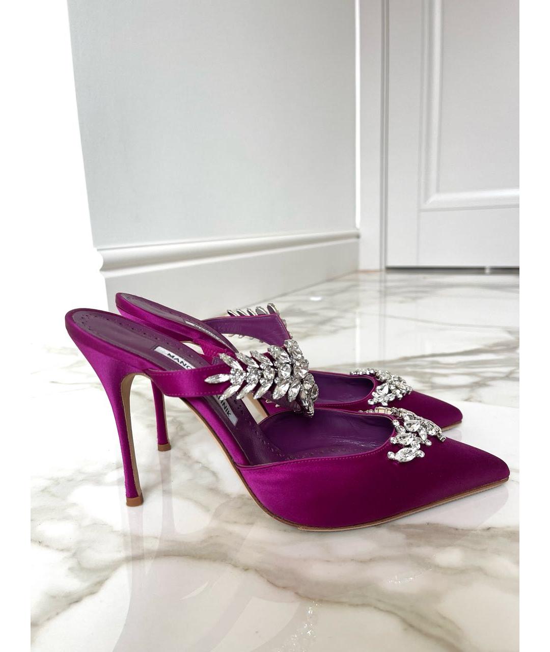 MANOLO BLAHNIK Фуксия текстильные мюли, фото 6