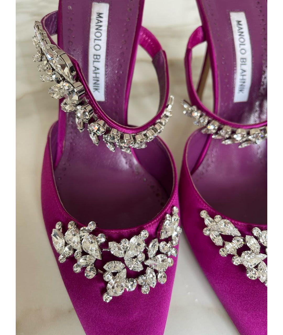 MANOLO BLAHNIK Фуксия текстильные мюли, фото 7