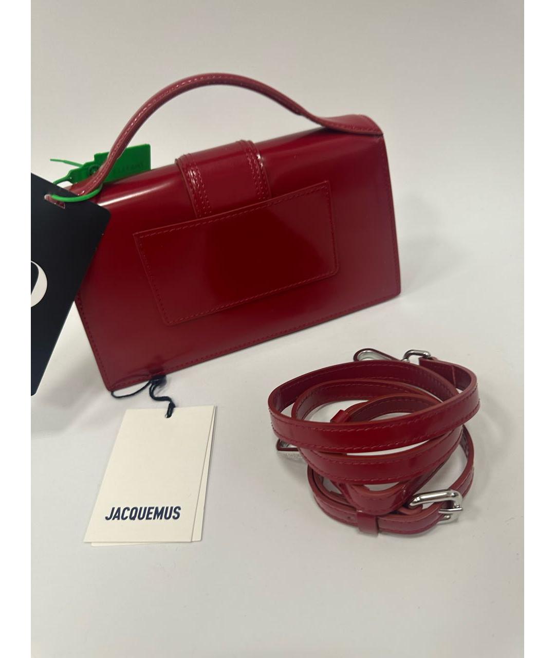 JACQUEMUS Бордовая сумка через плечо из лакированной кожи, фото 3