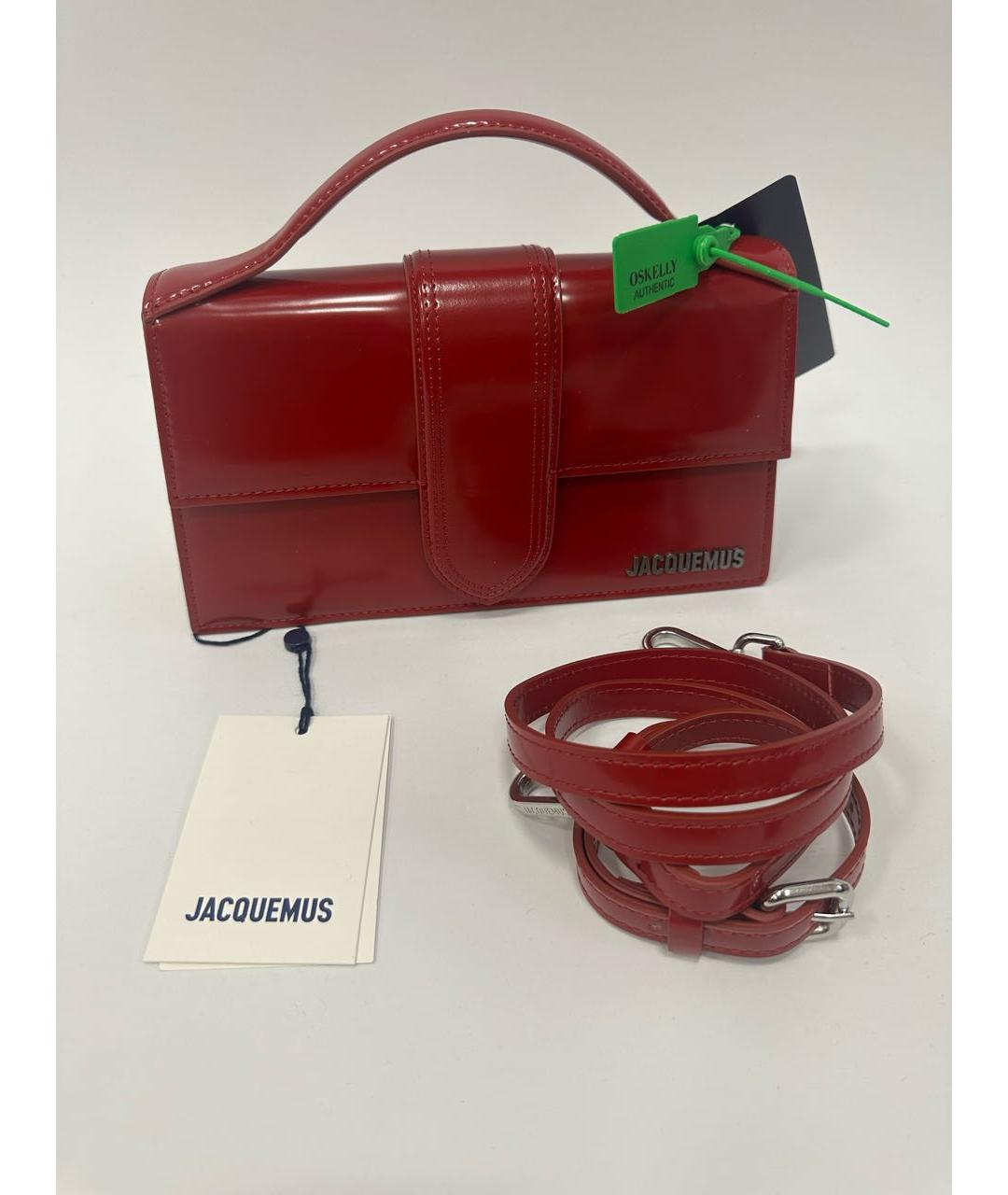 JACQUEMUS Бордовая сумка через плечо из лакированной кожи, фото 2