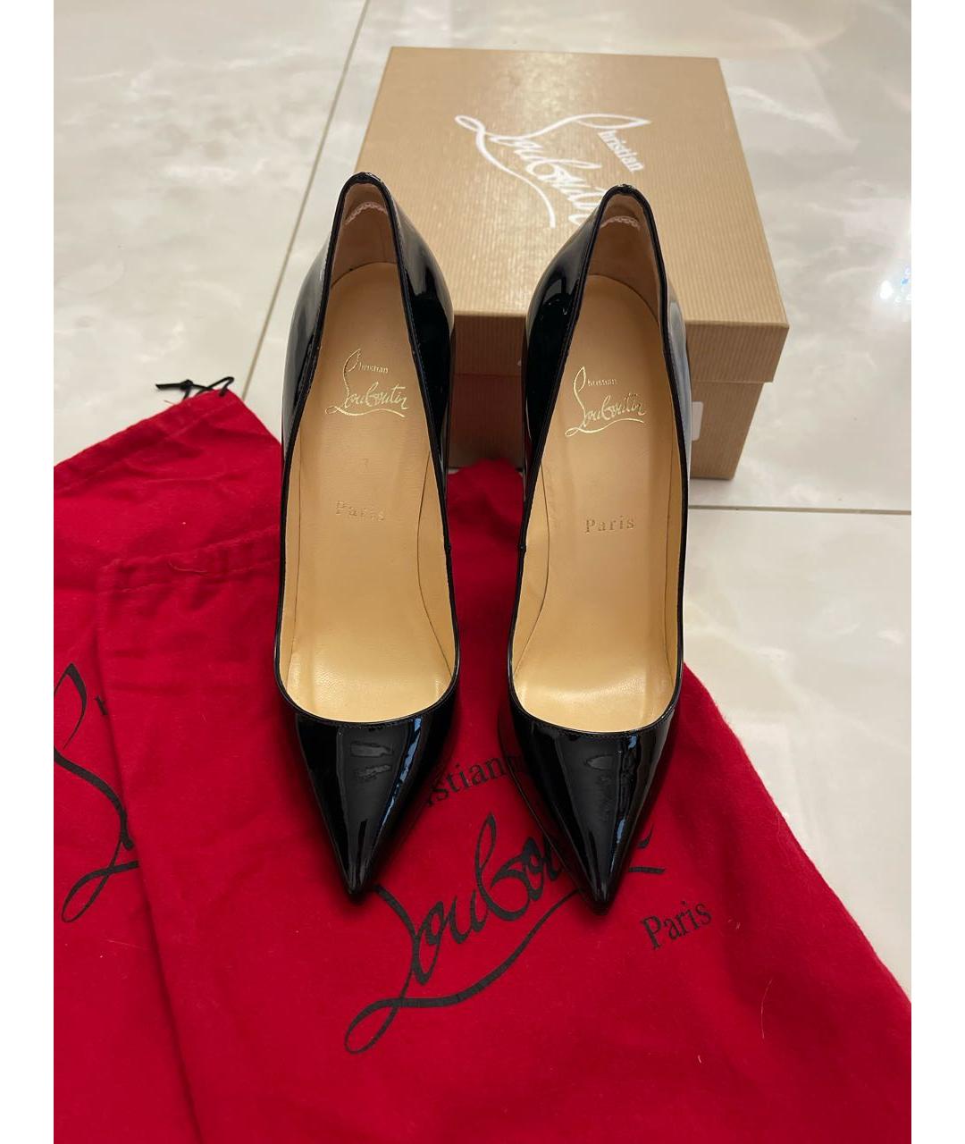 CHRISTIAN LOUBOUTIN Черные кожаные туфли, фото 2