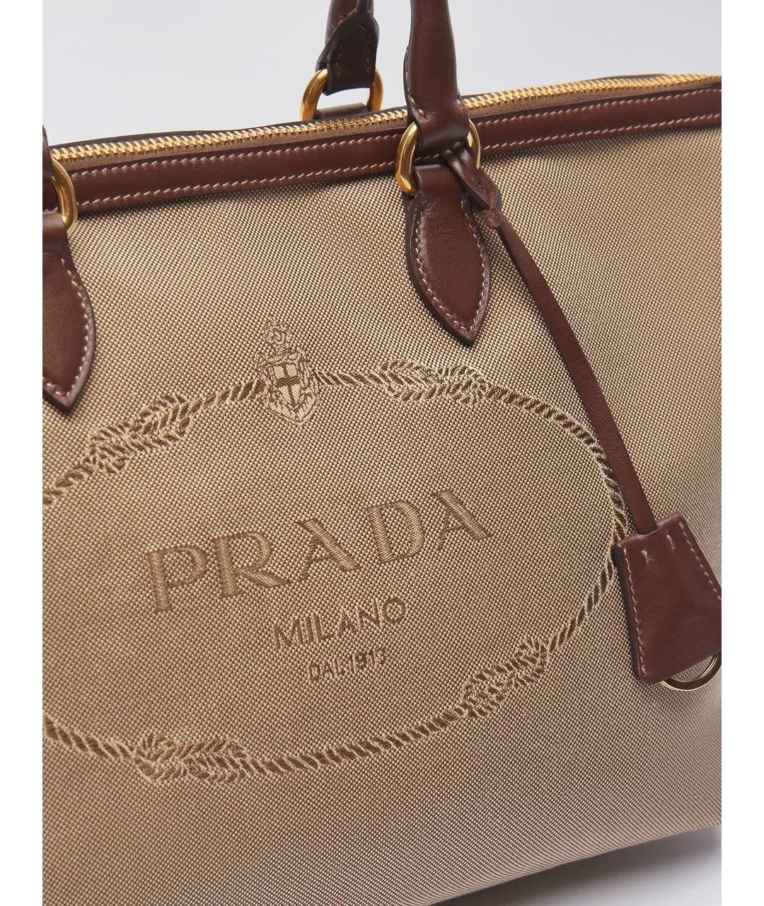 PRADA Бежевая тканевая сумка тоут, фото 3