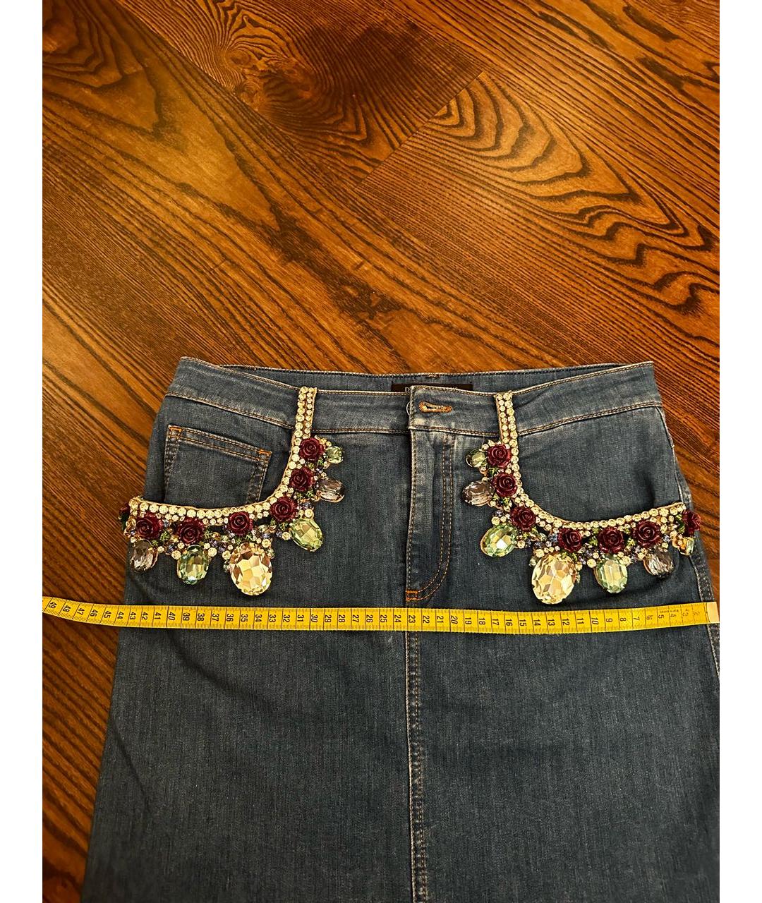 DOLCE&GABBANA Синяя хлопковая юбка мини, фото 5