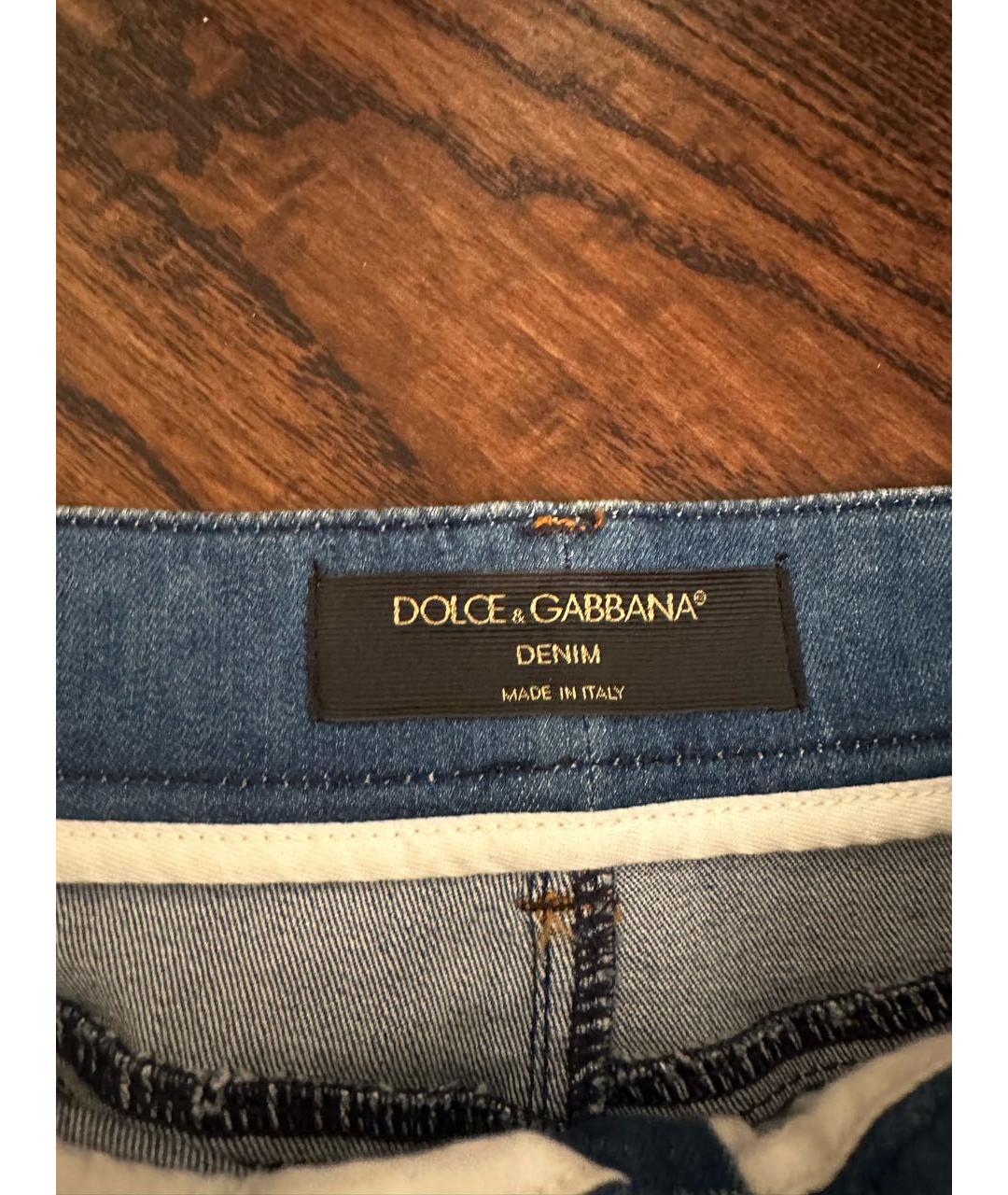 DOLCE&GABBANA Синяя хлопковая юбка мини, фото 2