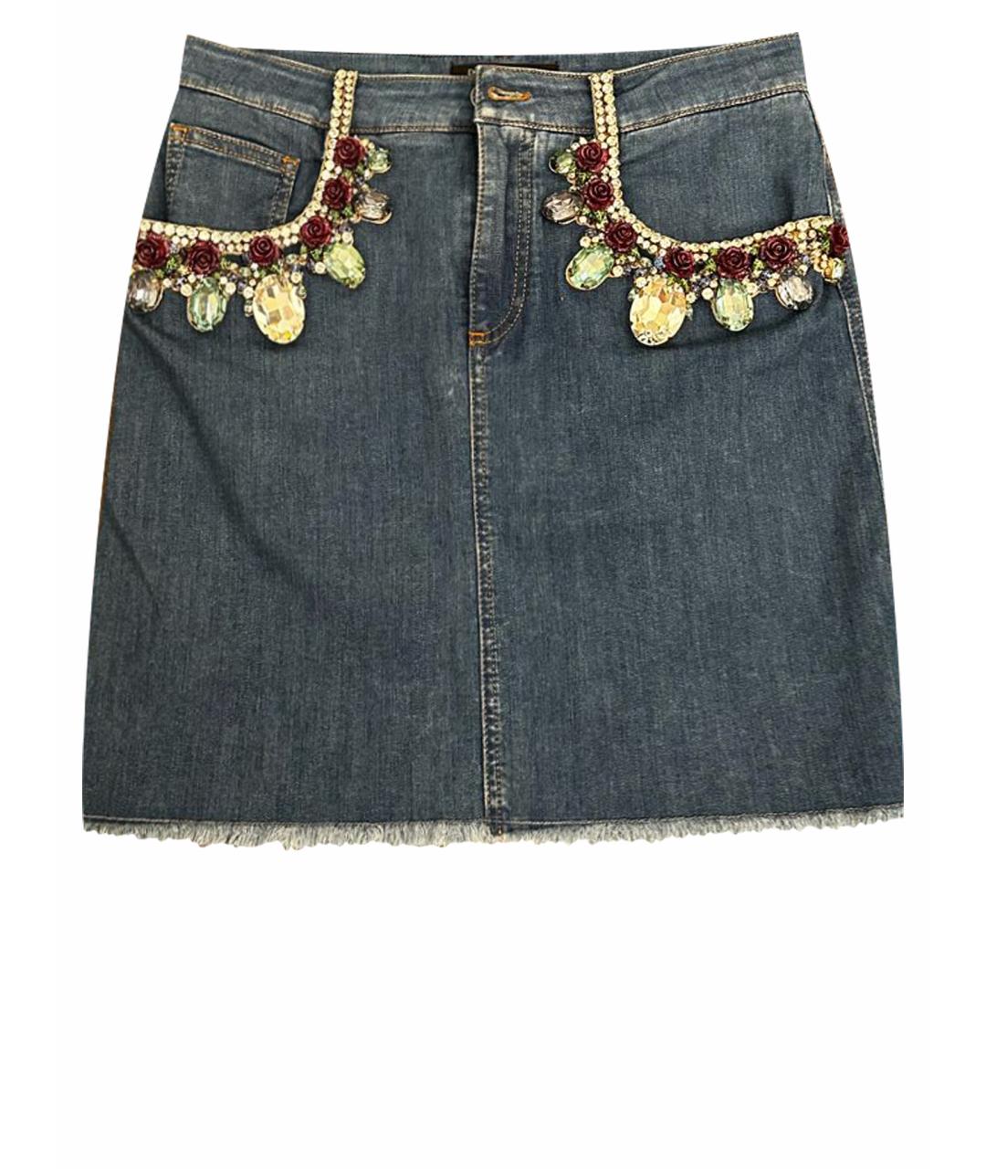 DOLCE&GABBANA Синяя хлопковая юбка мини, фото 1