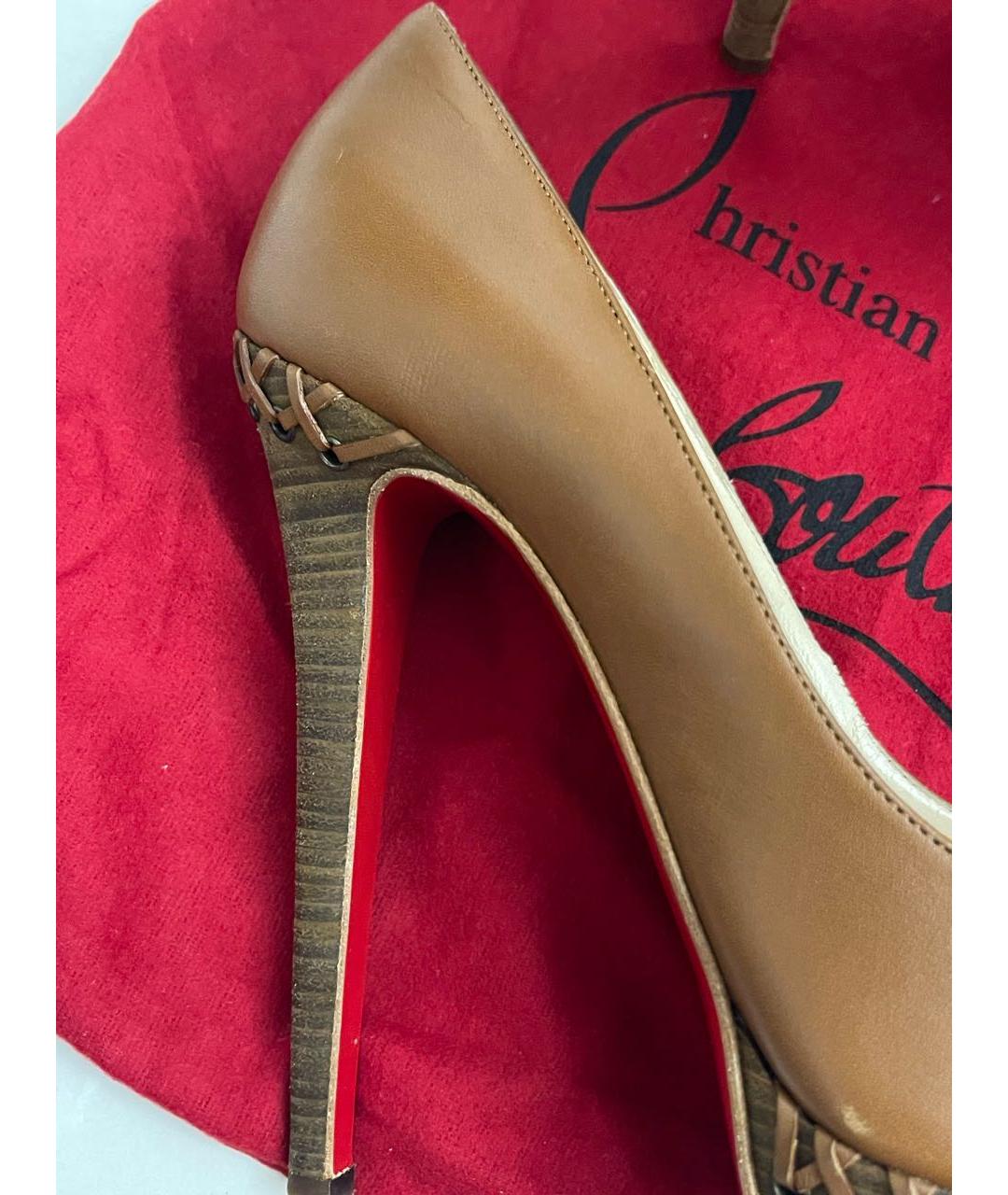 CHRISTIAN LOUBOUTIN Коричневые кожаные туфли, фото 7