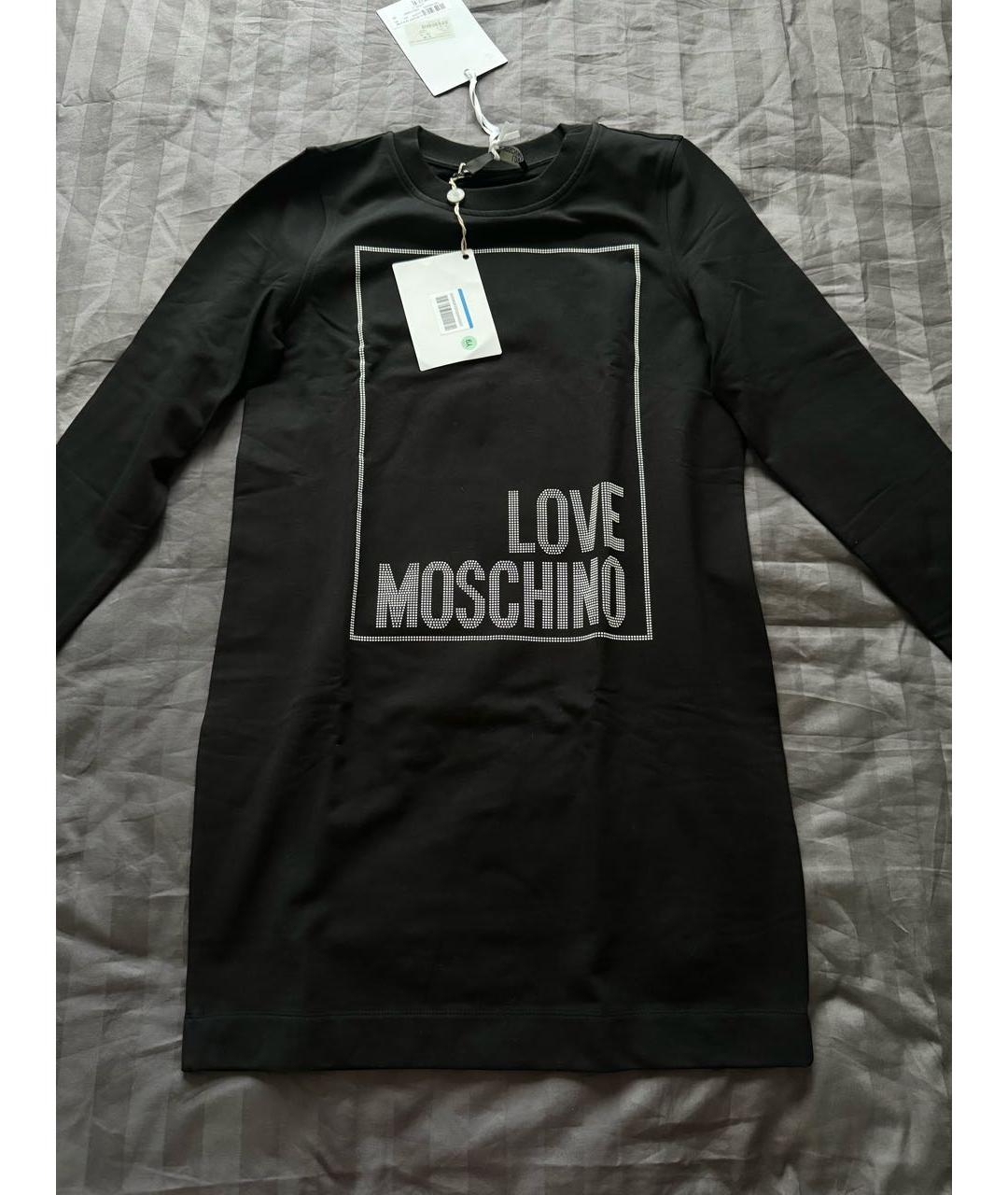 LOVE MOSCHINO Черное хлопковое повседневное платье, фото 4