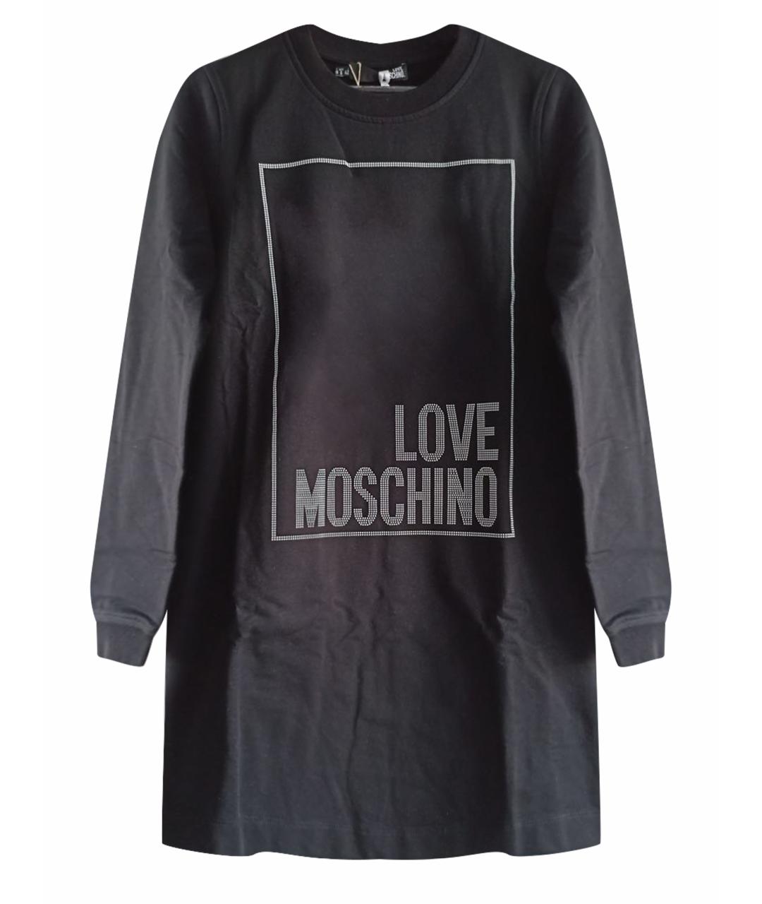 LOVE MOSCHINO Черное хлопковое повседневное платье, фото 1