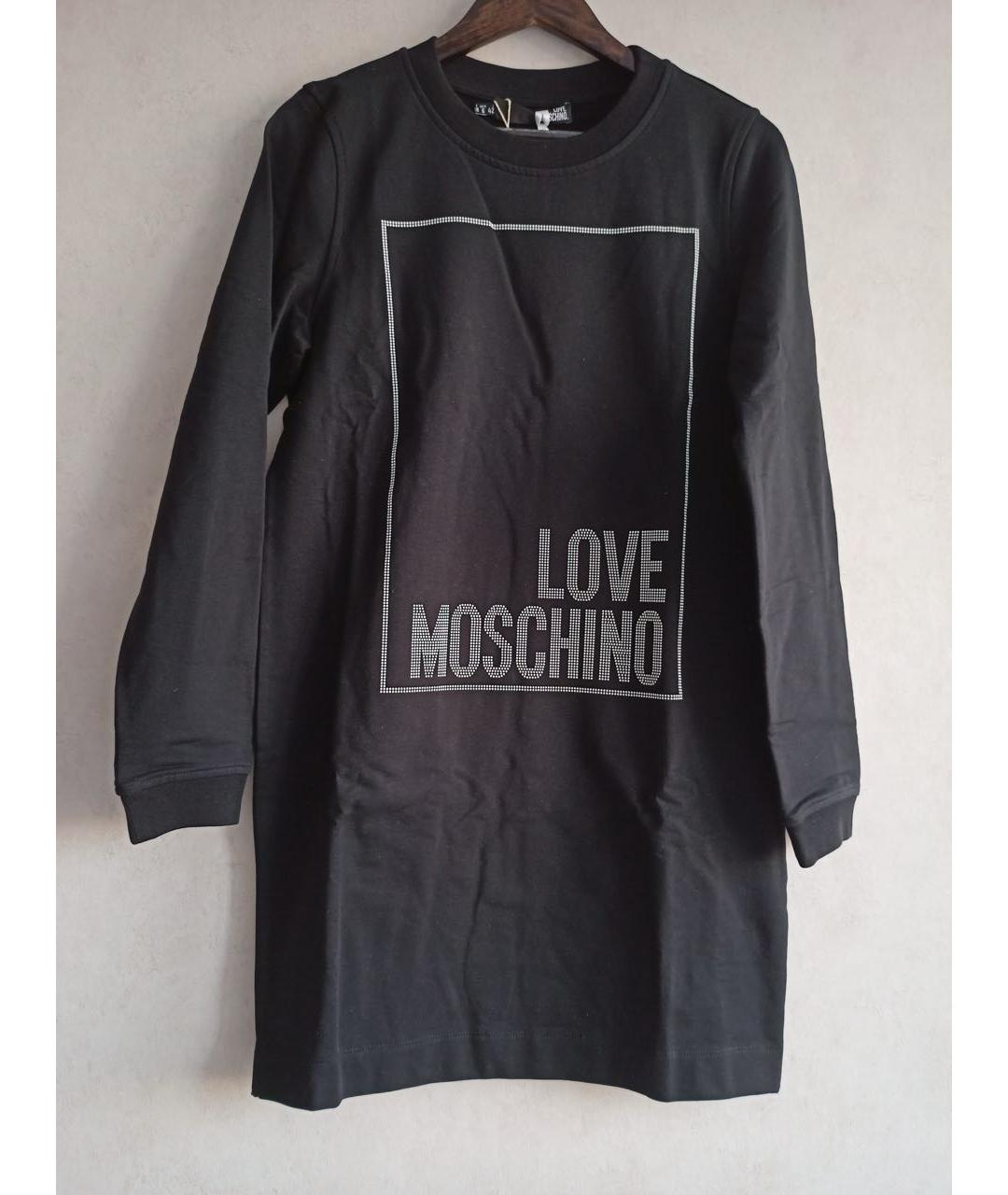 LOVE MOSCHINO Черное хлопковое повседневное платье, фото 4