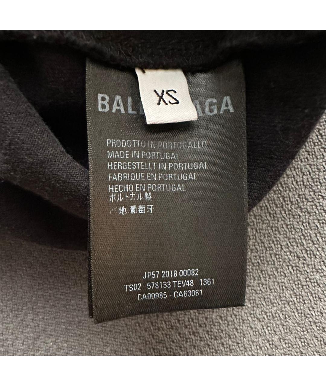 BALENCIAGA Черная хлопковая футболка, фото 4