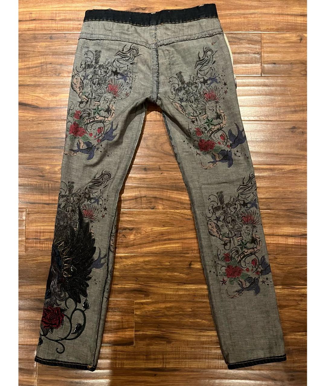 PHILIPP PLEIN Темно-синие хлопковые прямые джинсы, фото 4
