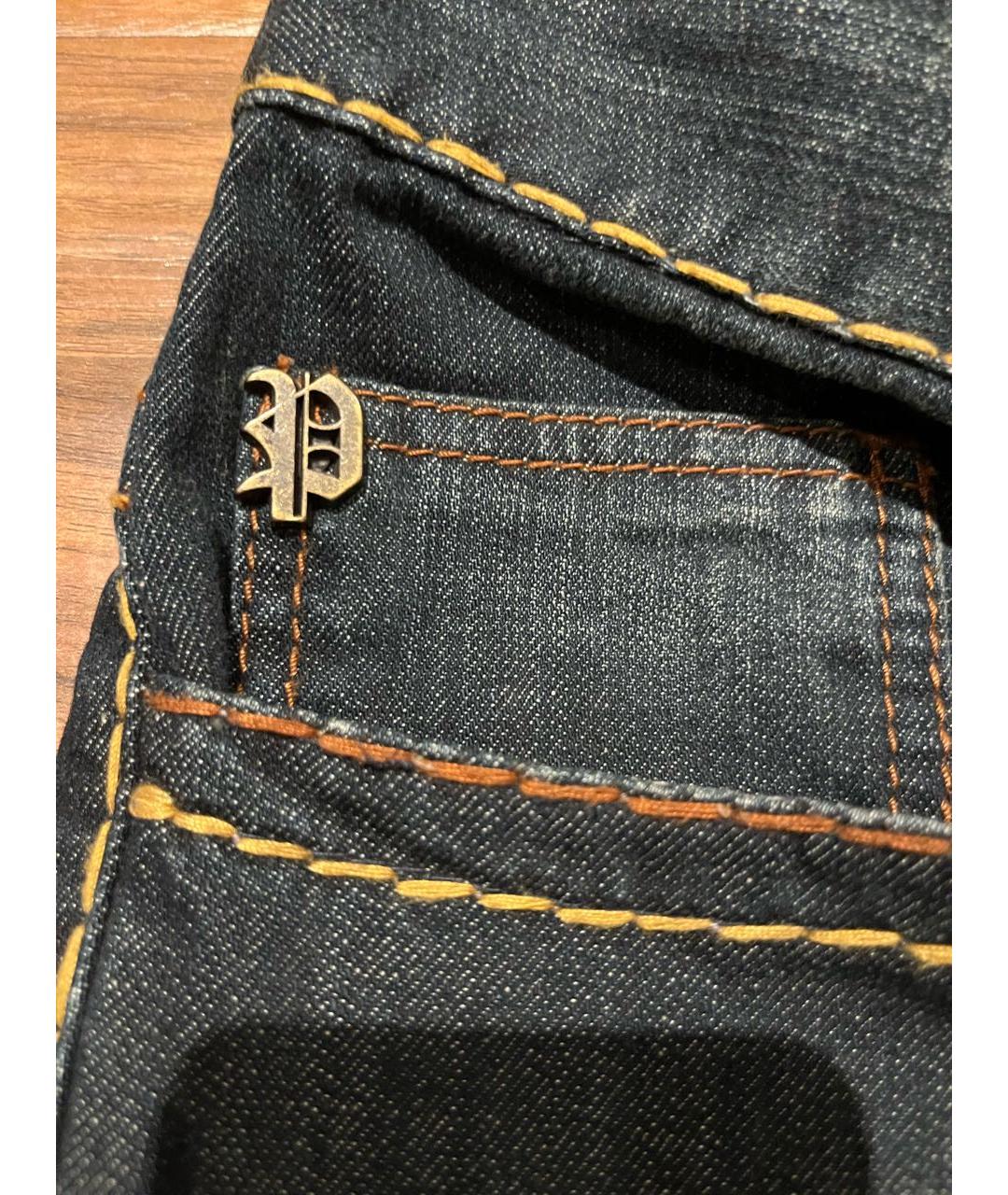 PHILIPP PLEIN Темно-синие хлопковые прямые джинсы, фото 8