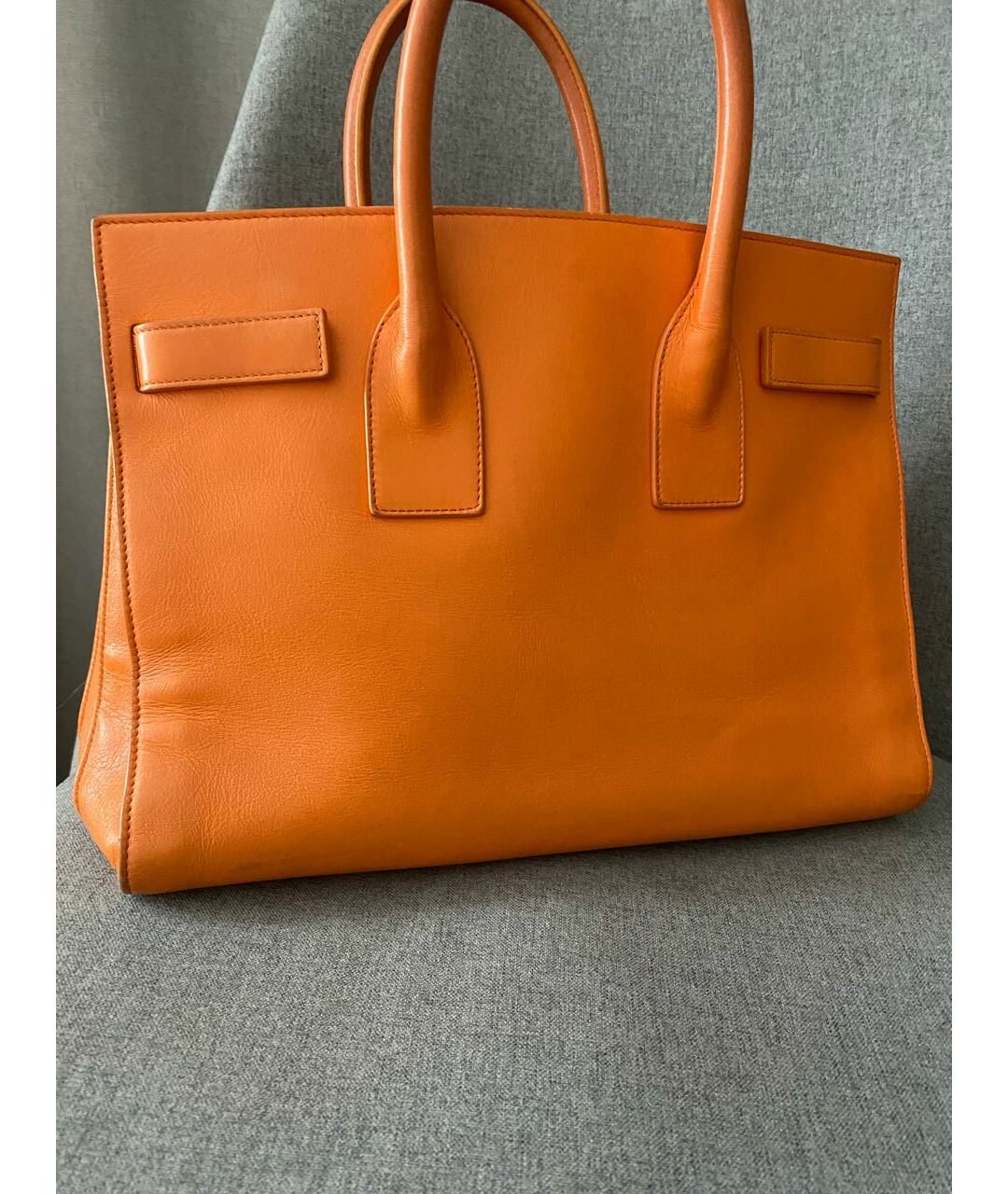 SAINT LAURENT Оранжевая кожаная сумка тоут, фото 5