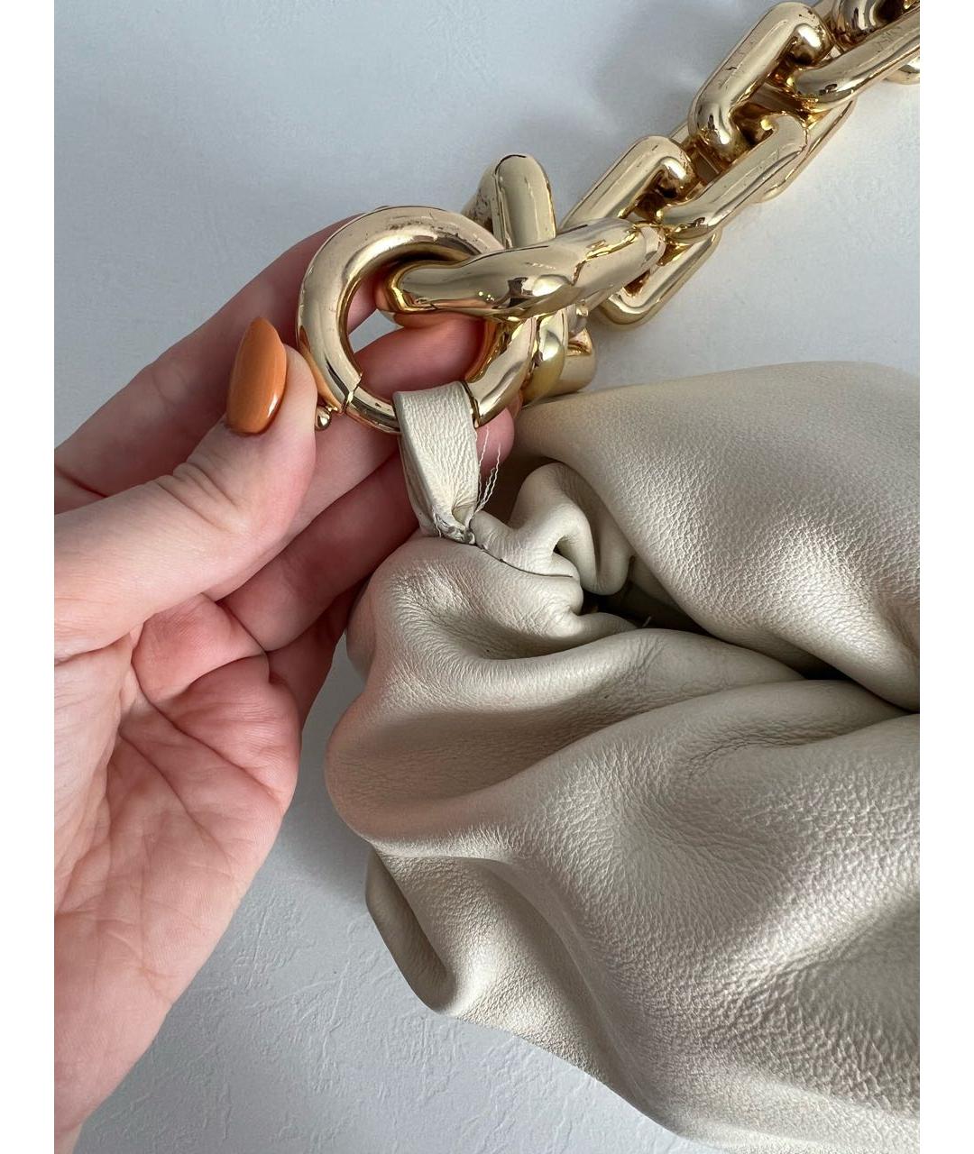 BOTTEGA VENETA Белая кожаная сумка через плечо, фото 5