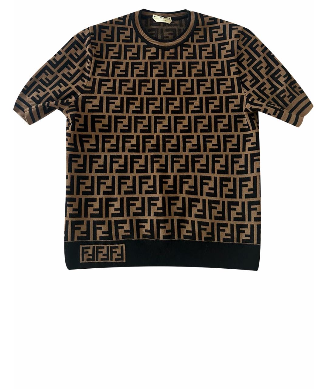 FENDI Коричневый вискозный джемпер / свитер, фото 1