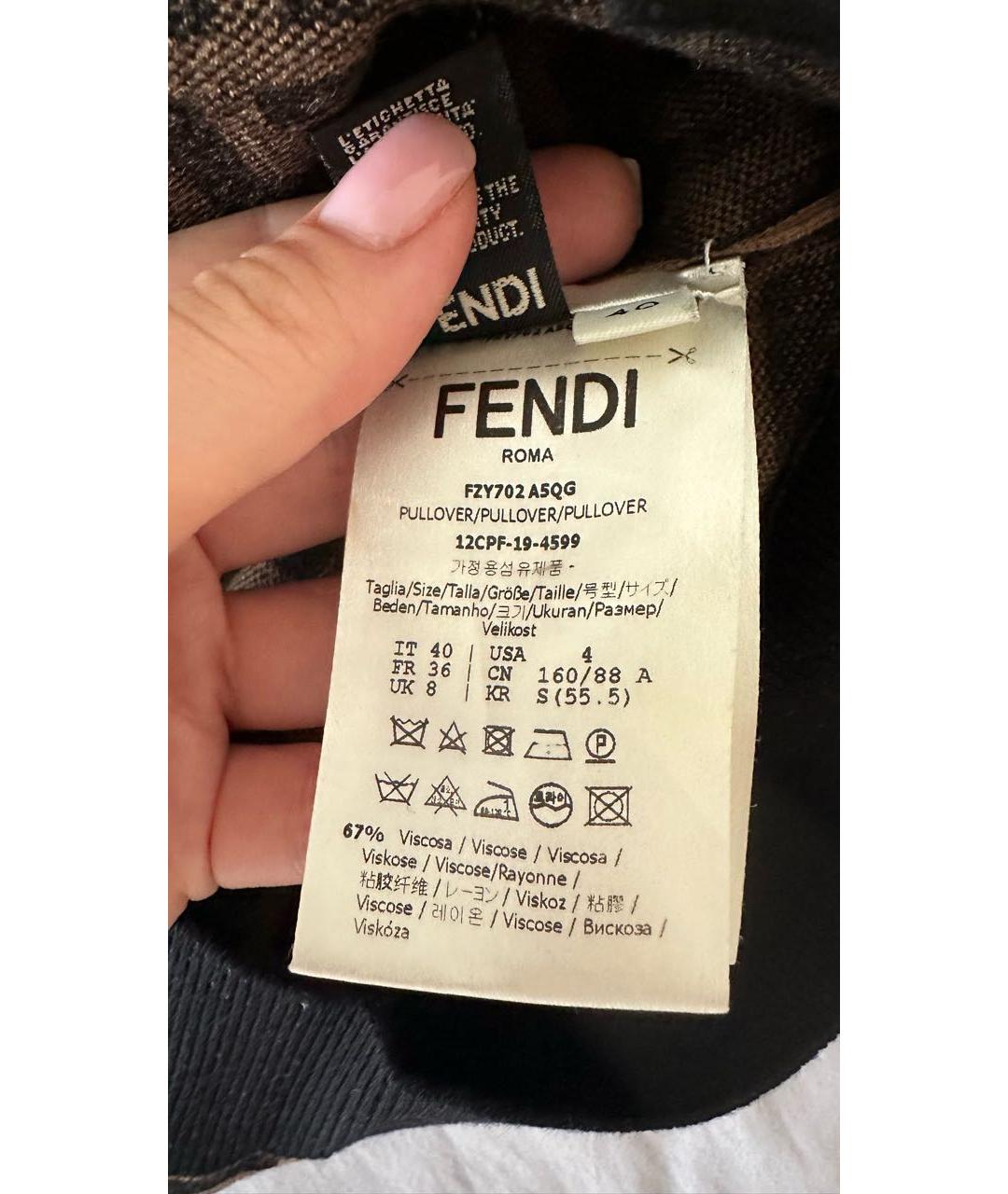 FENDI Коричневый вискозный джемпер / свитер, фото 5