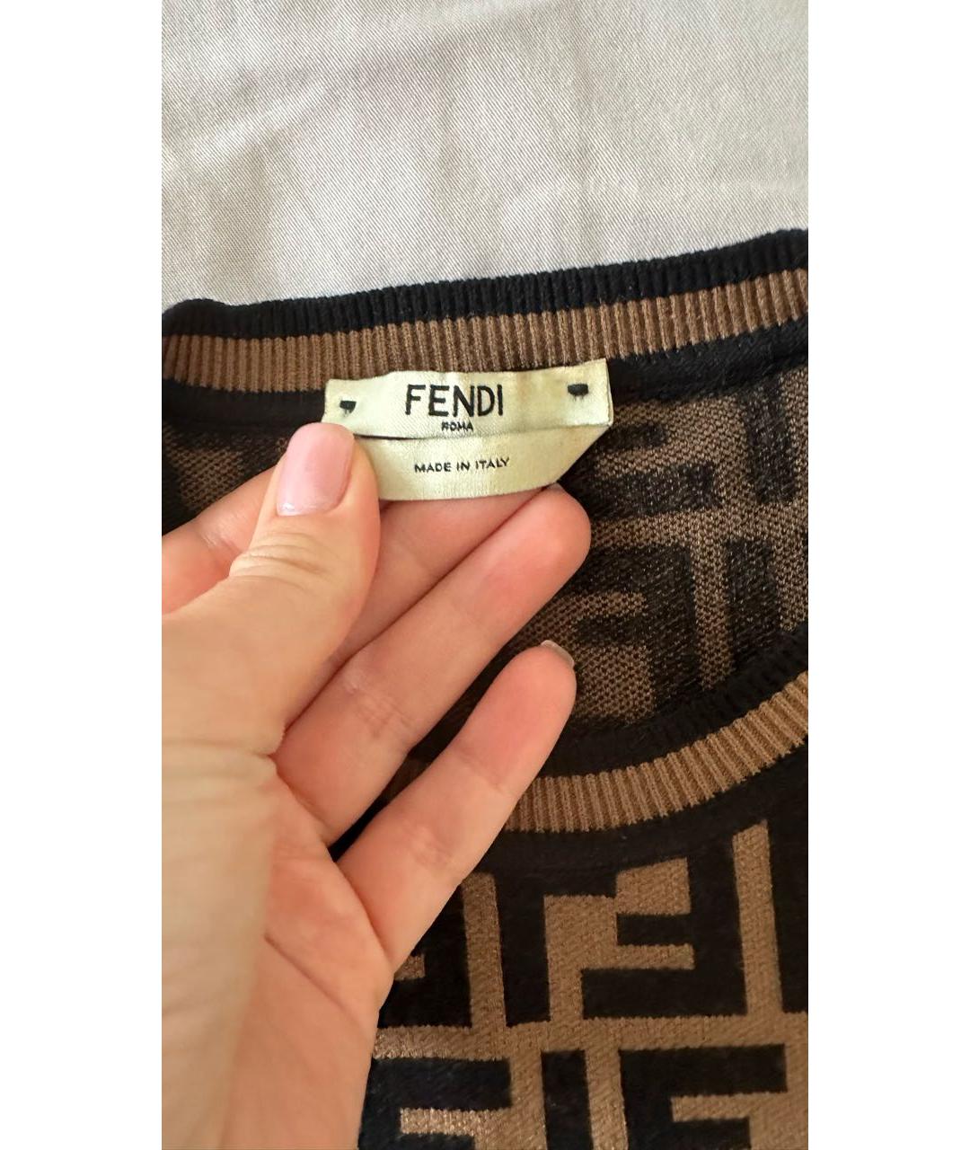 FENDI Коричневый вискозный джемпер / свитер, фото 3