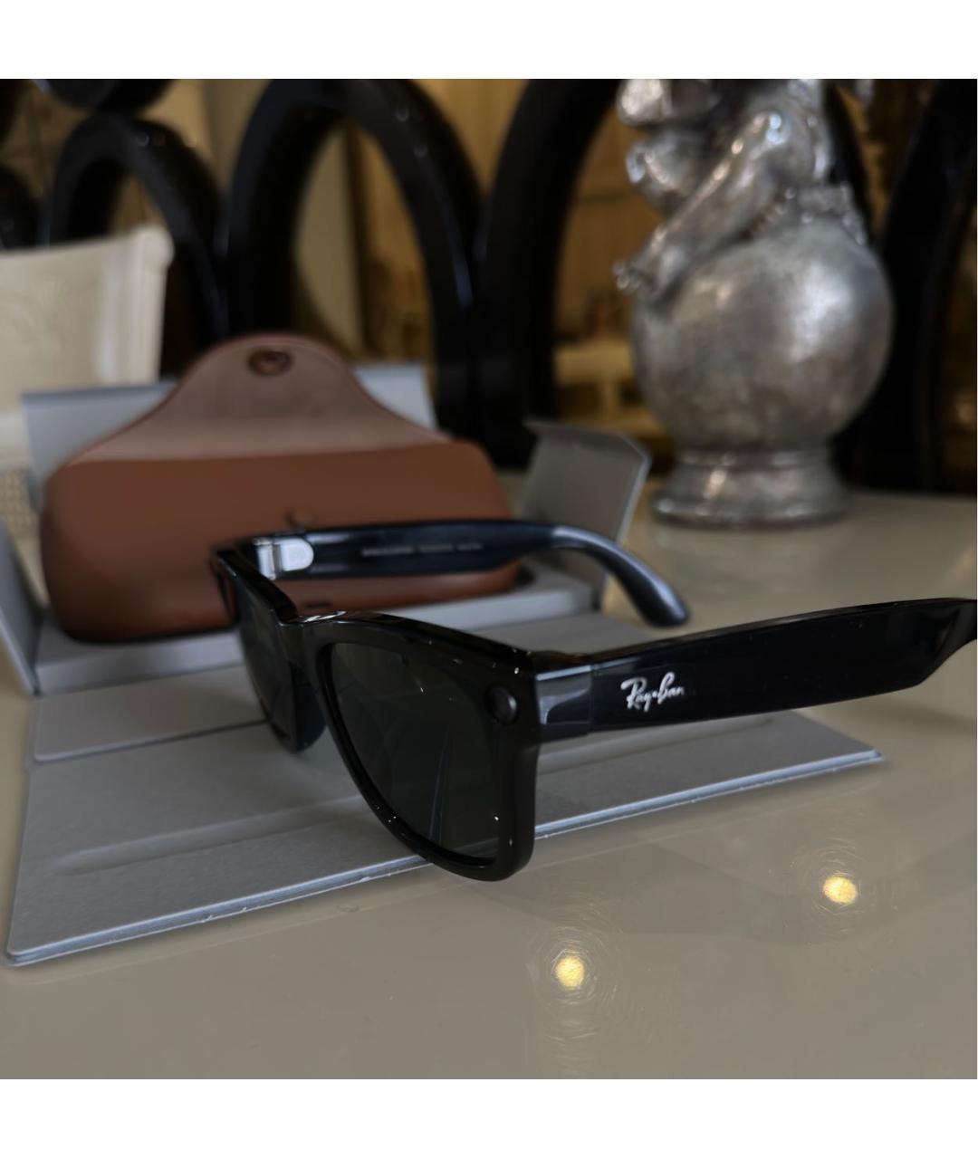 RAY BAN Черные пластиковые солнцезащитные очки, фото 2