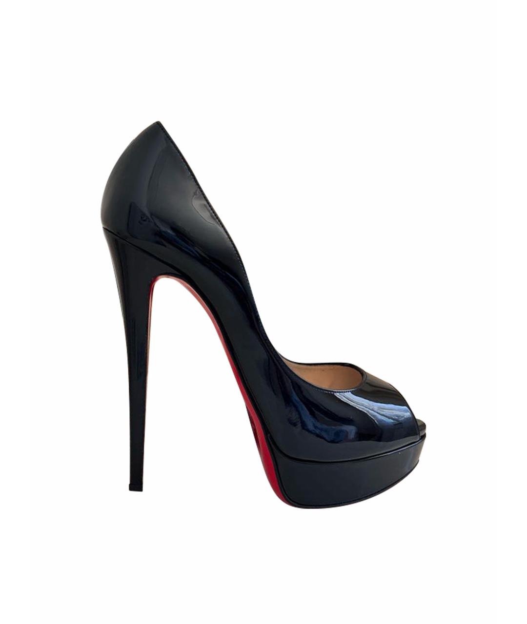 CHRISTIAN LOUBOUTIN Черные босоножки из лакированной кожи, фото 1