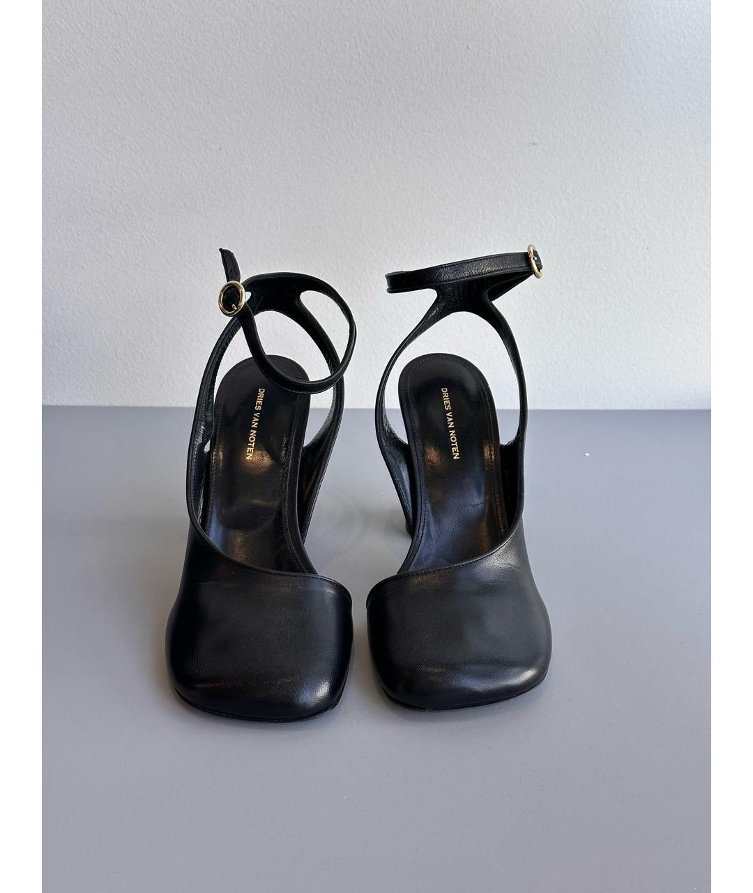DRIES VAN NOTEN Черные кожаные босоножки, фото 2