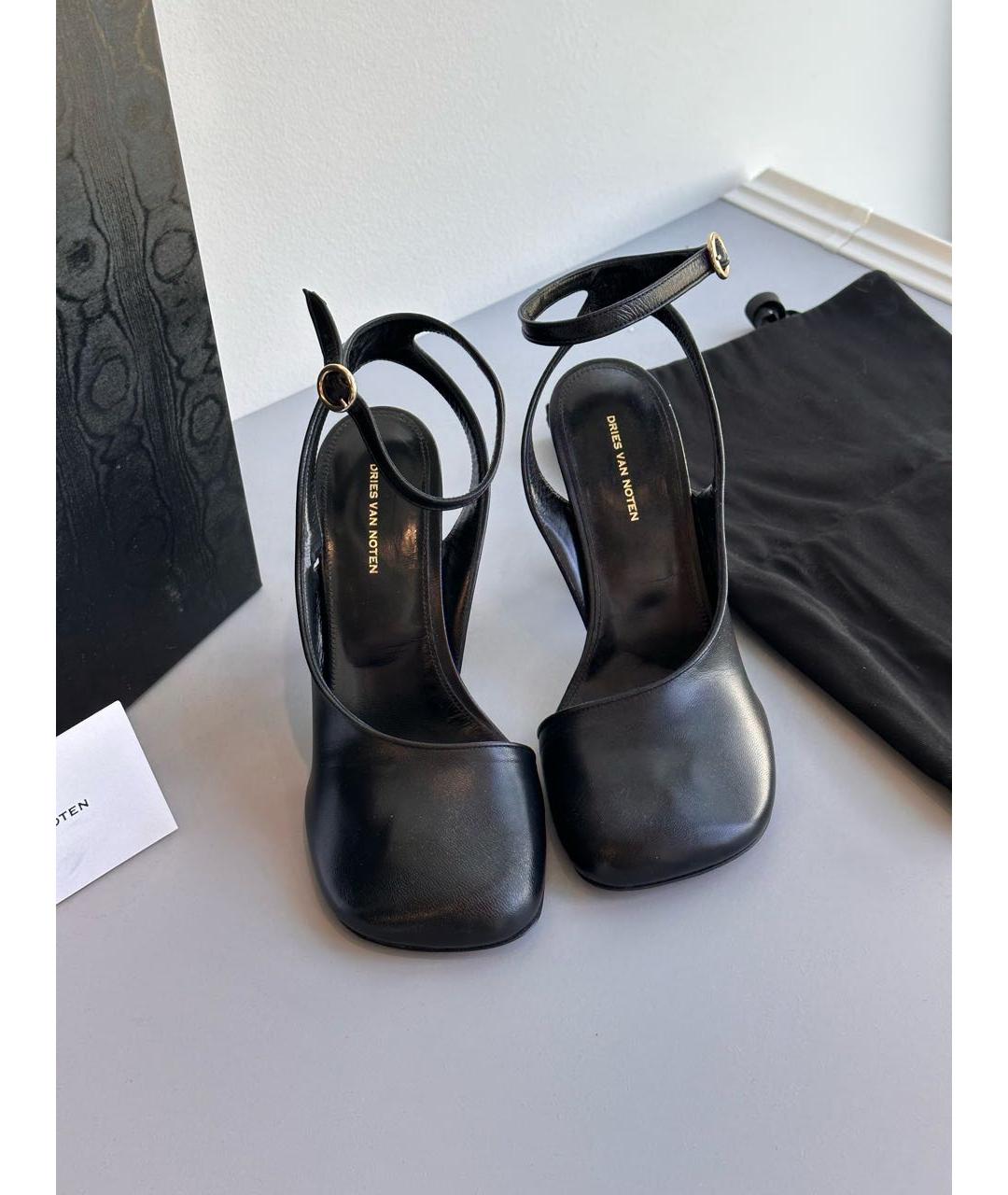 DRIES VAN NOTEN Черные кожаные босоножки, фото 7