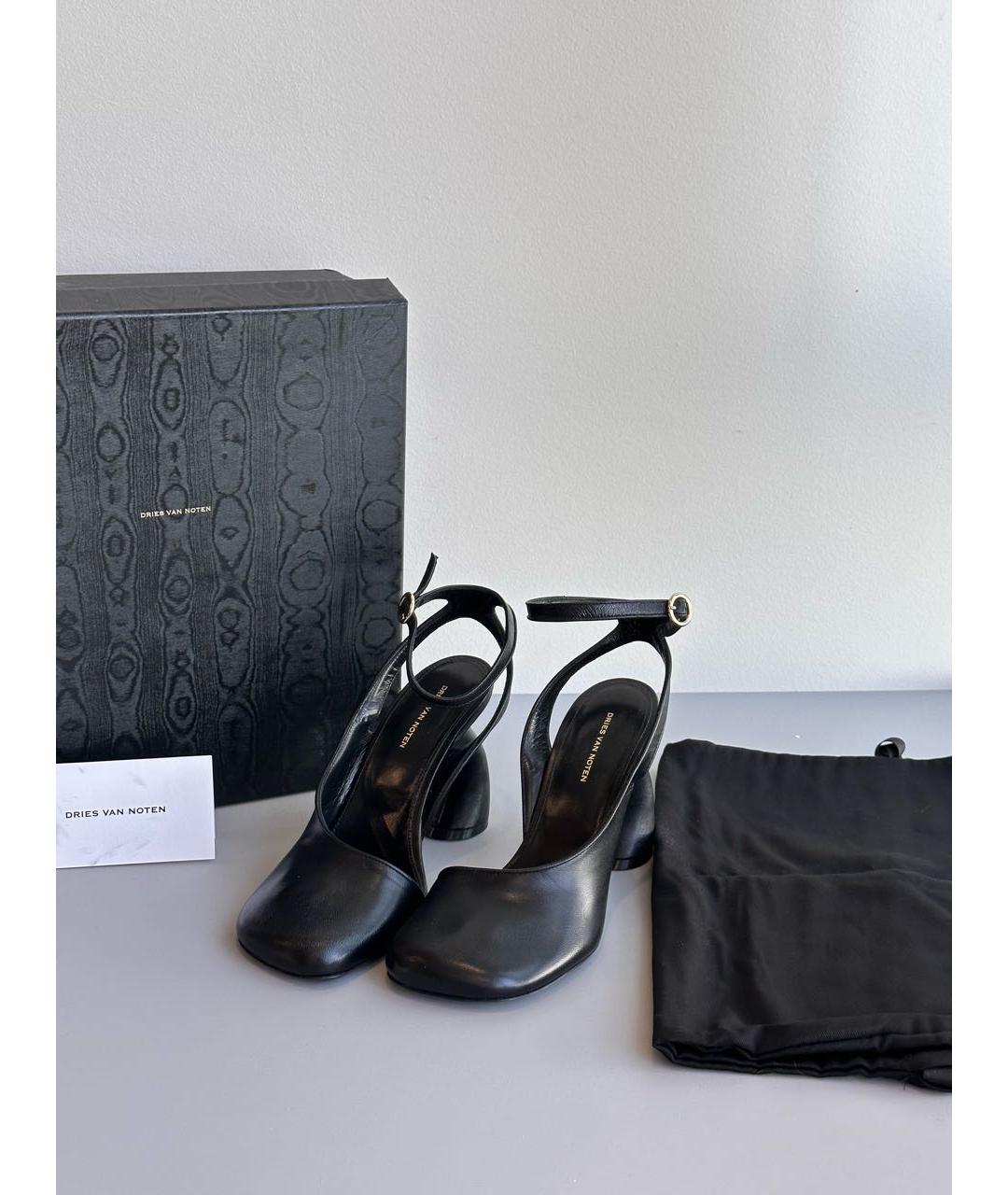 DRIES VAN NOTEN Черные кожаные босоножки, фото 8