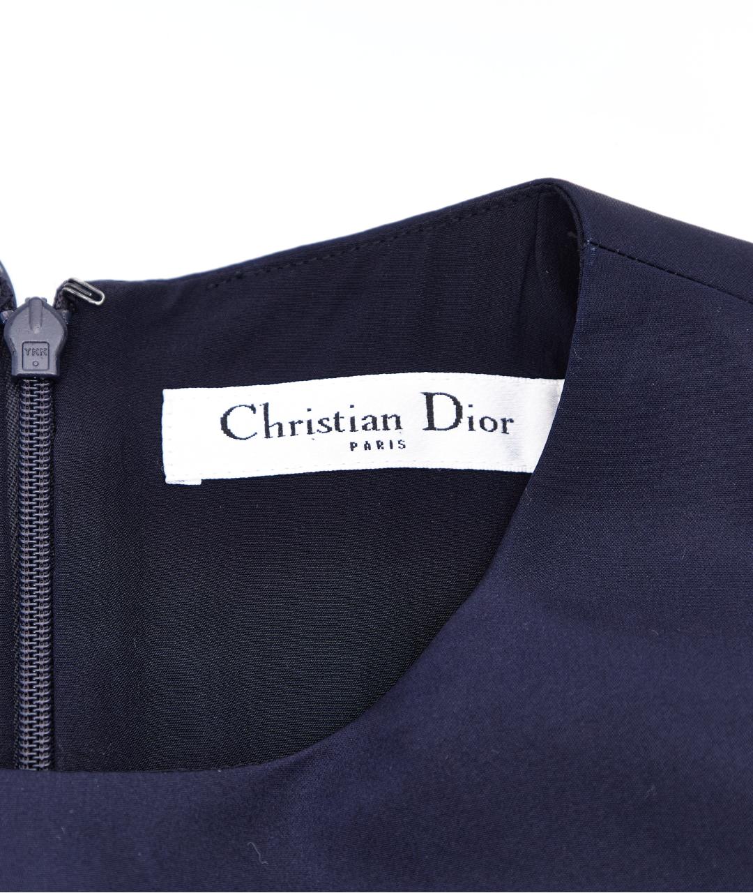 CHRISTIAN DIOR Синее шелковое повседневное платье, фото 5