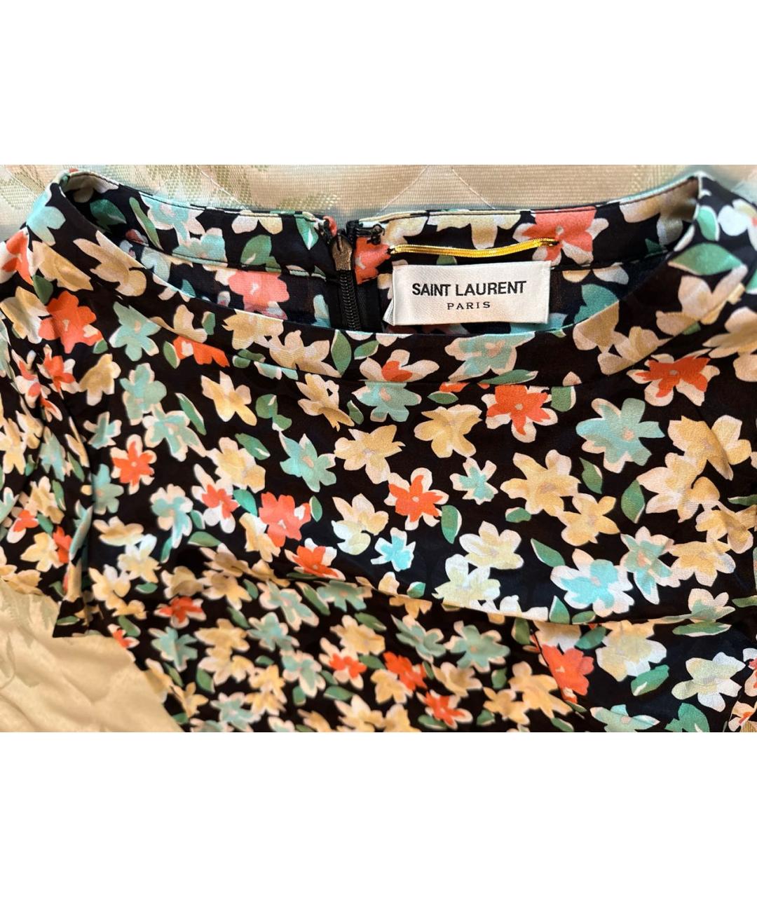 SAINT LAURENT Мульти шелковое повседневное платье, фото 8