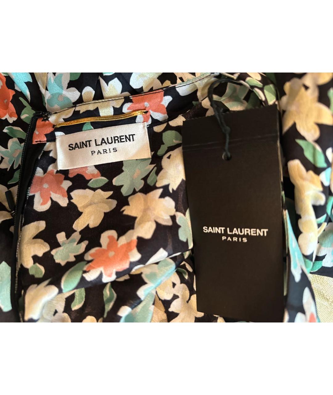 SAINT LAURENT Мульти шелковое повседневное платье, фото 5