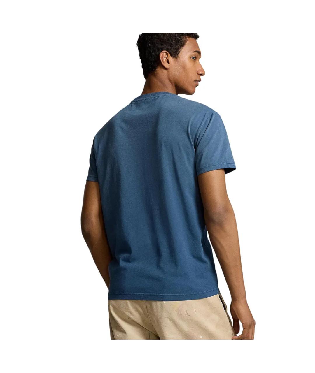 POLO RALPH LAUREN Темно-синяя хлопковая футболка, фото 3